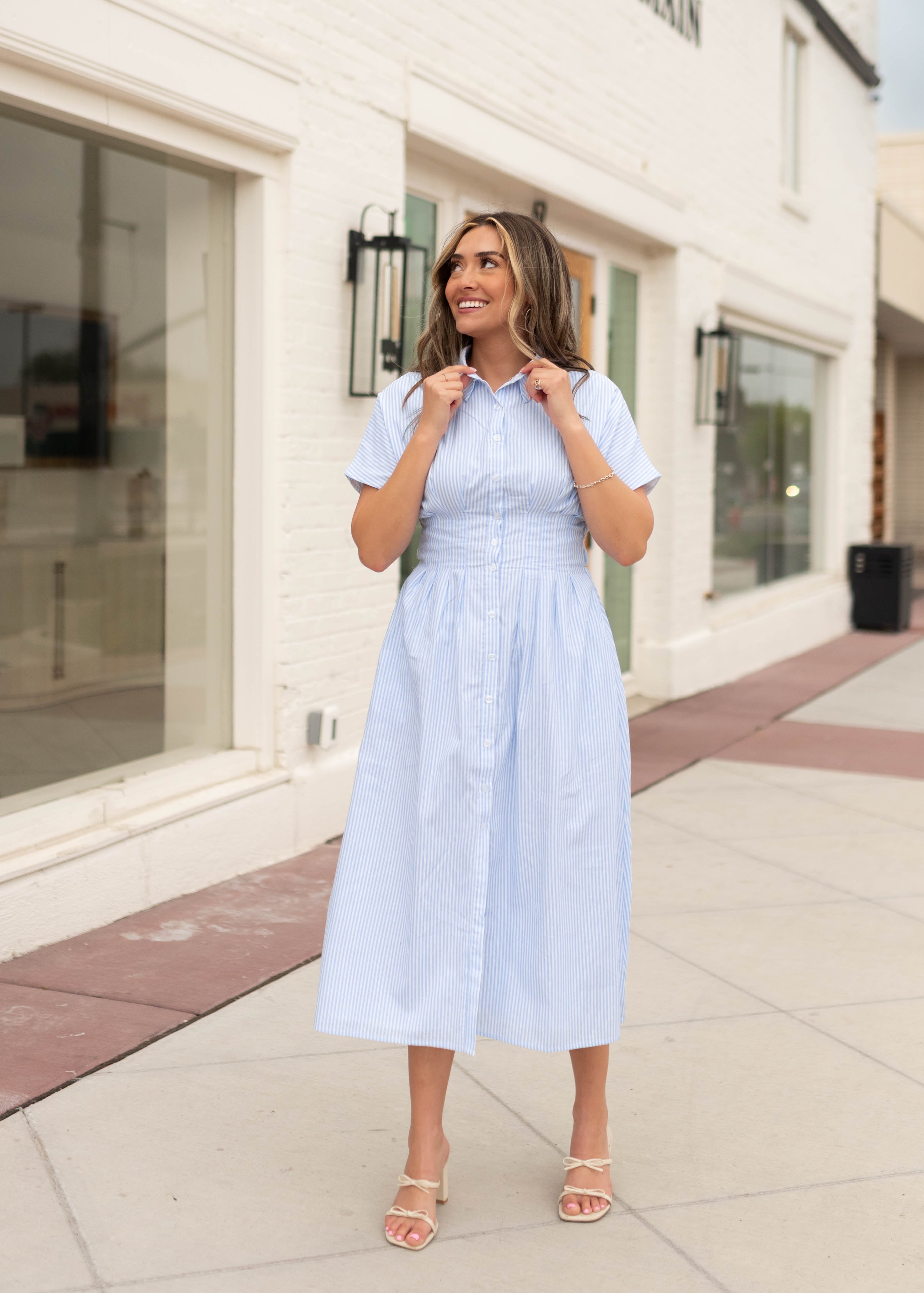 Rebecca Blue Pinstripe Dress