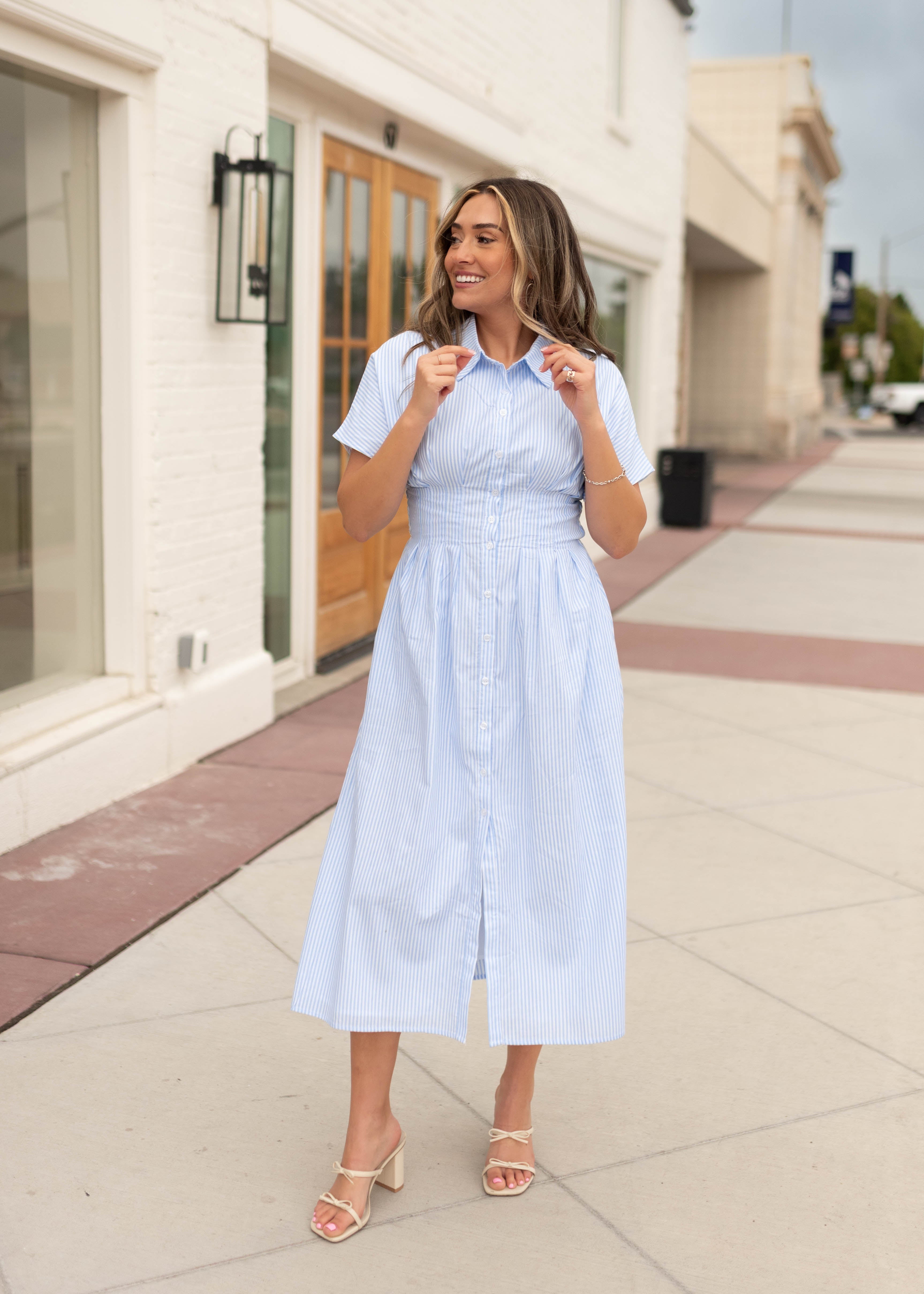 Rebecca Blue Pinstripe Dress