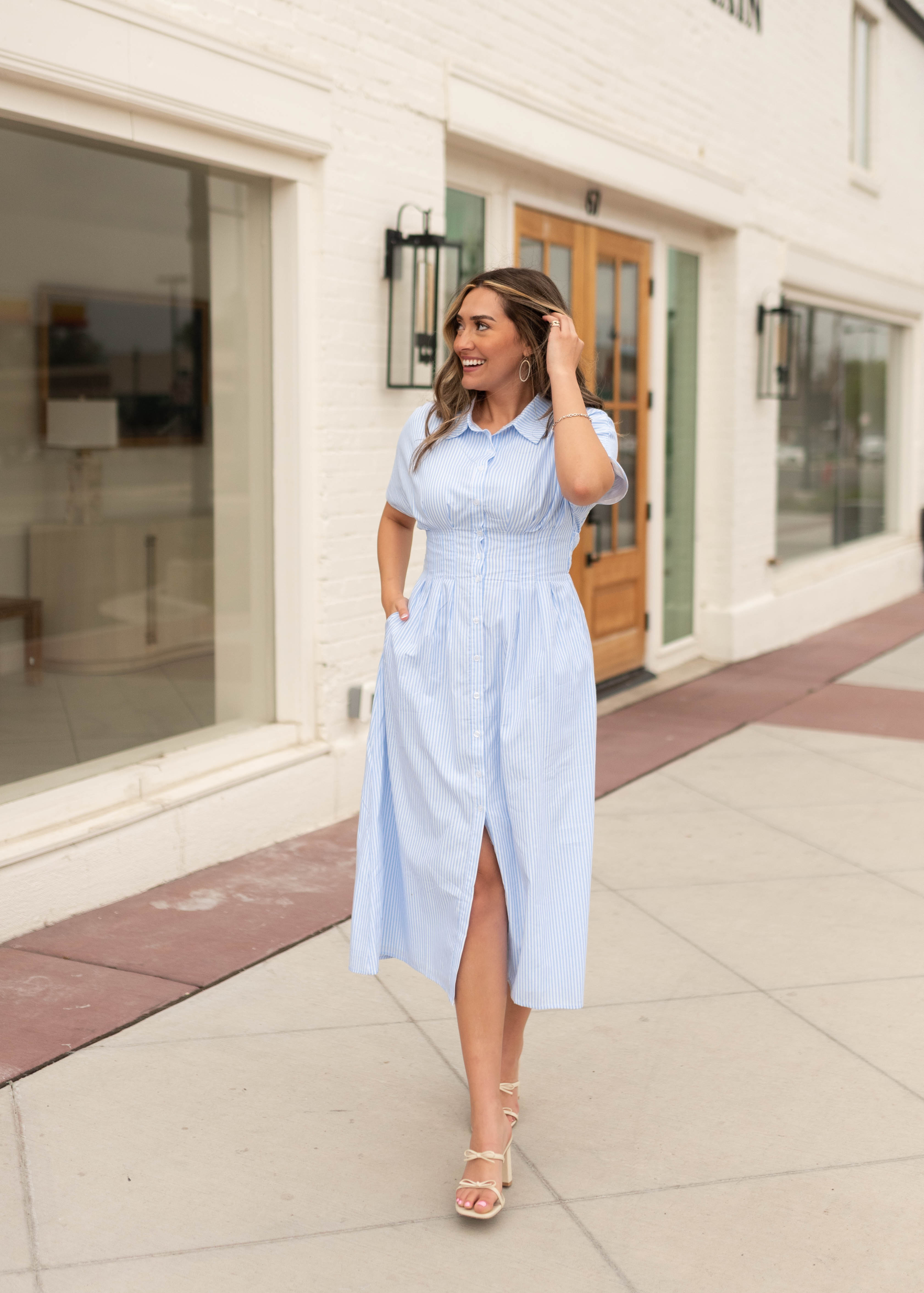 Rebecca Blue Pinstripe Dress