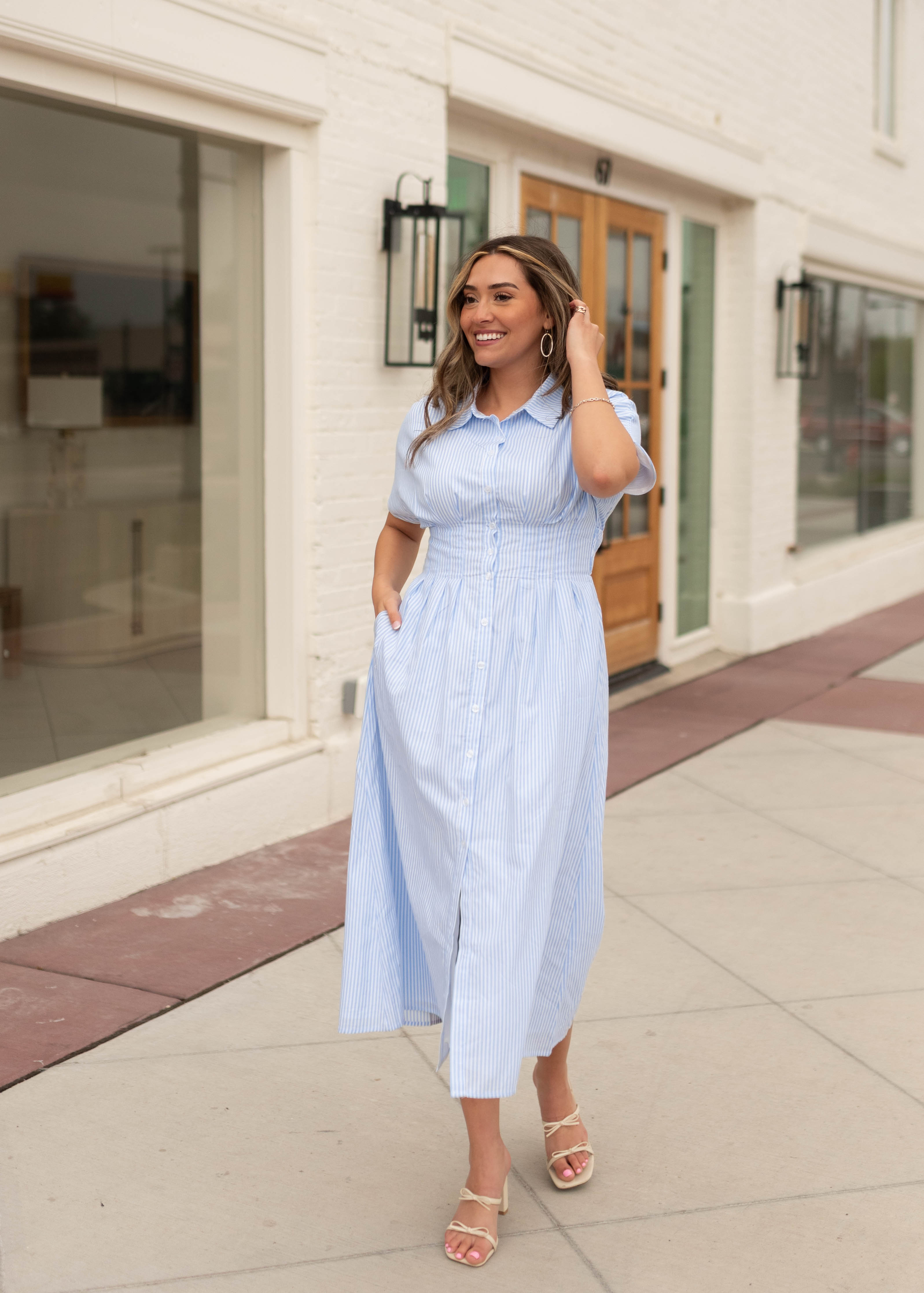 Rebecca Blue Pinstripe Dress