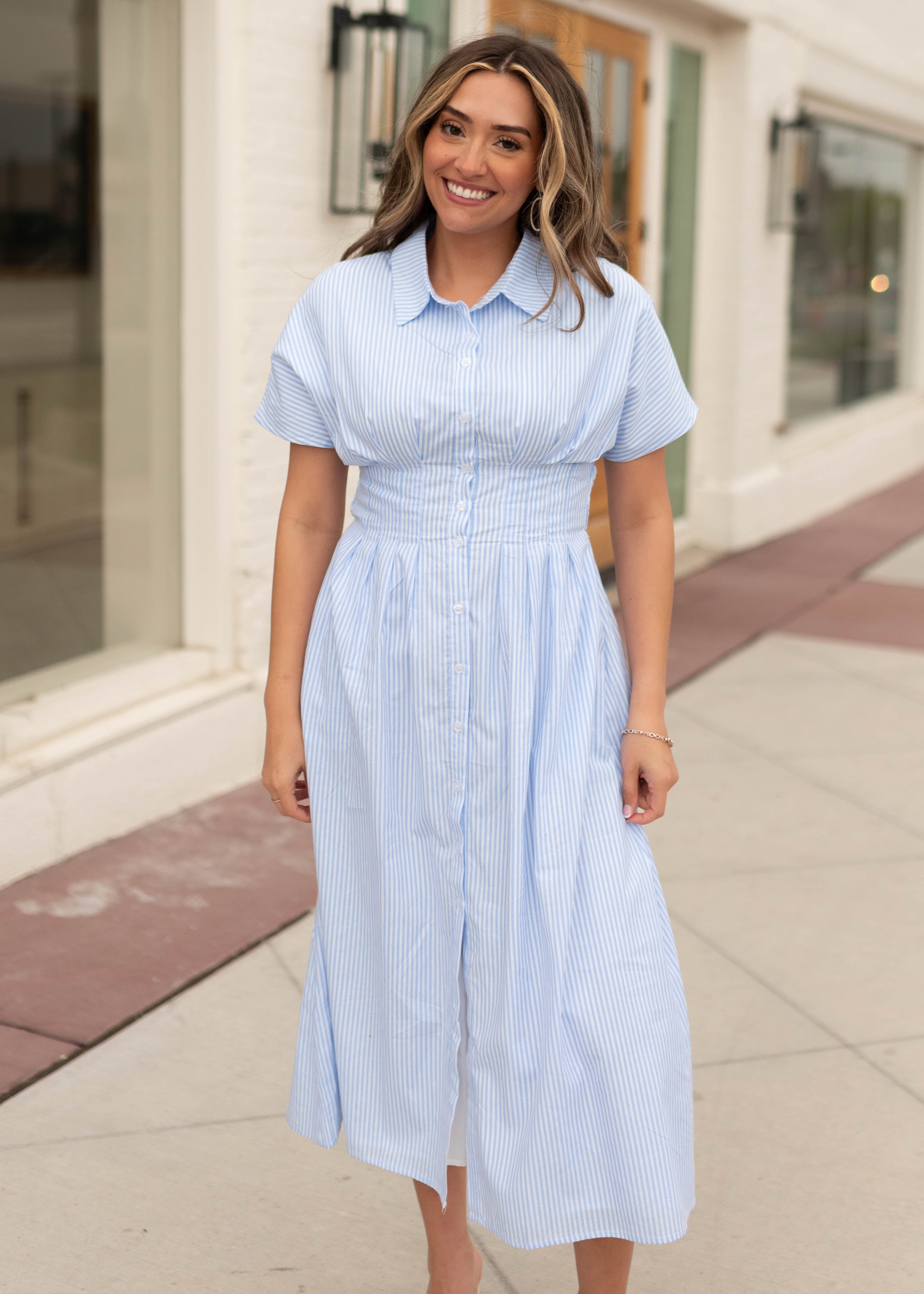 Rebecca Blue Pinstripe Dress