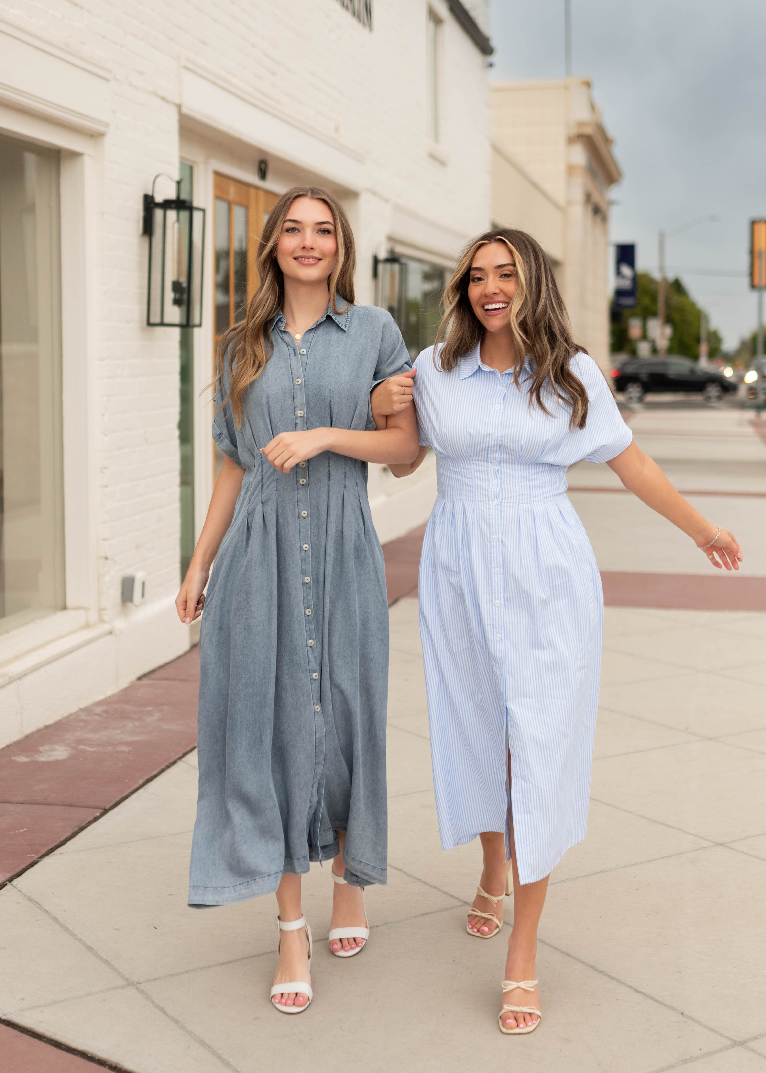 Natalia Chambray Pleated Dress