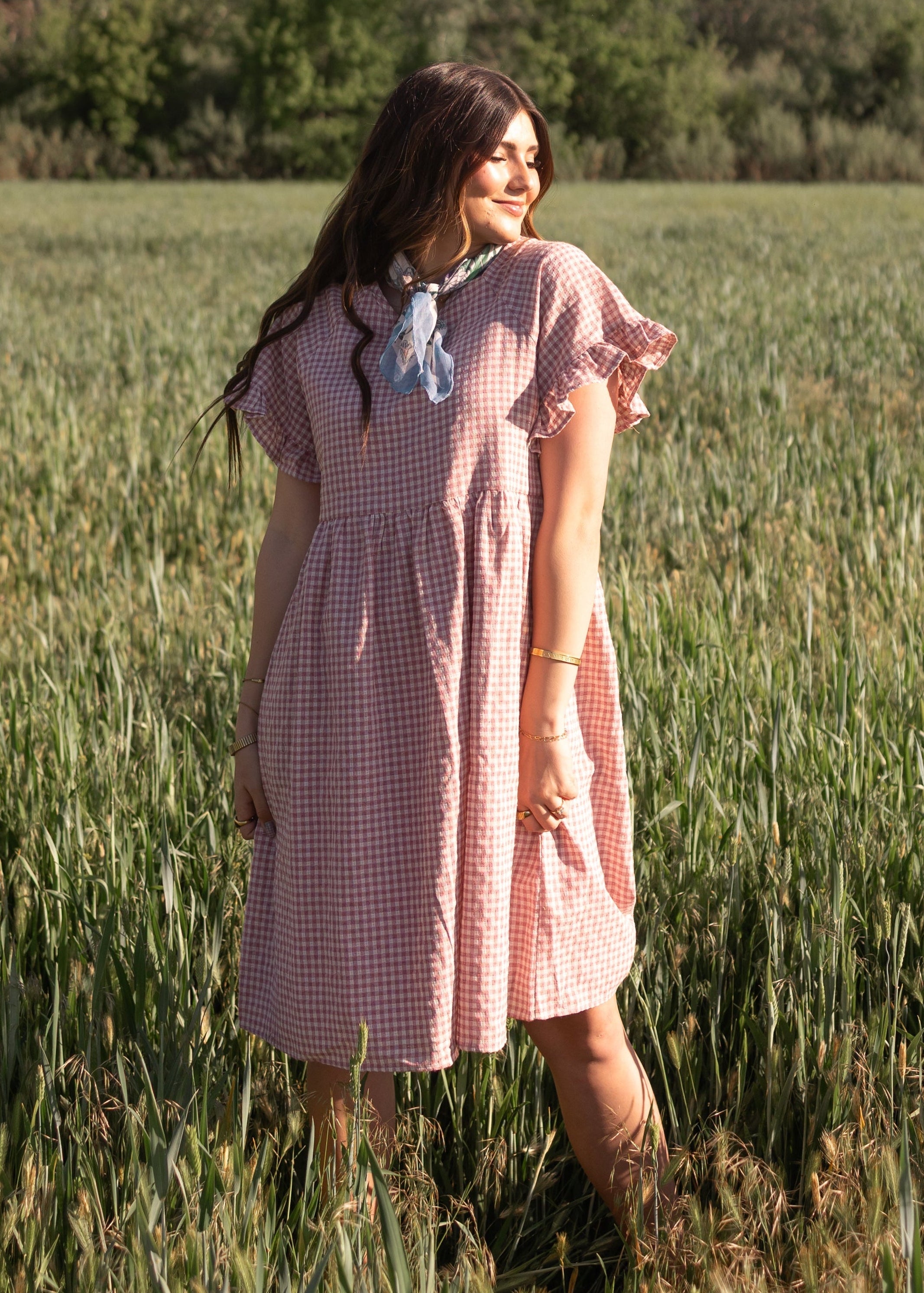 Remy Mauve Gingham Dress