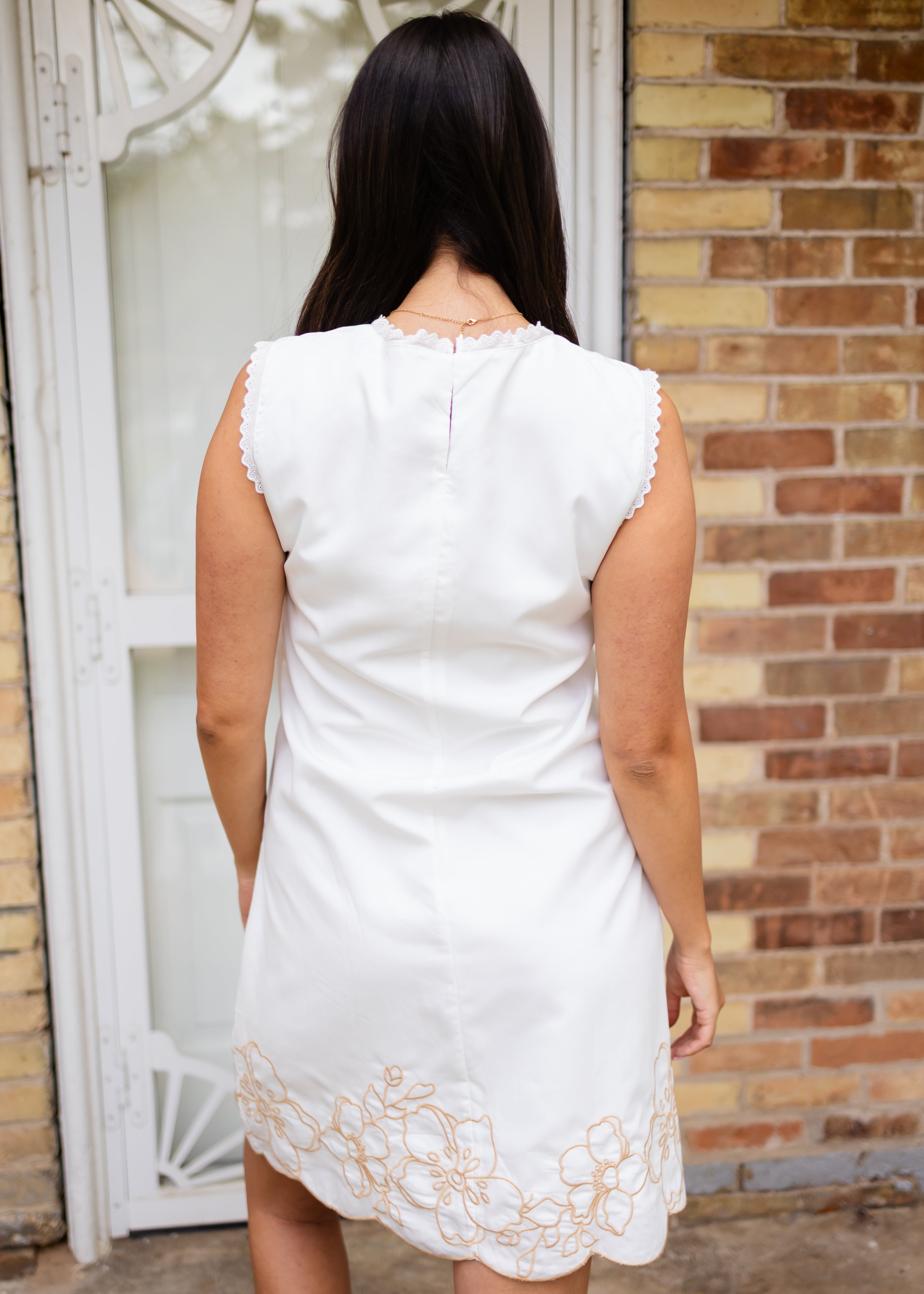 Rosa Ivory & Taupe Floral Sleeveless Dress