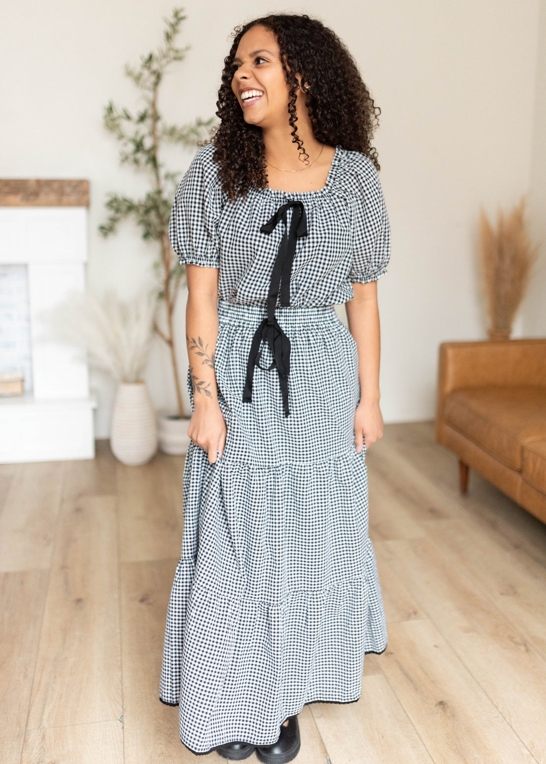 Rosalia Gingham Babydoll Top
