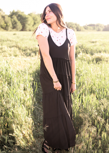 Rosalyn Black Tiered Dress