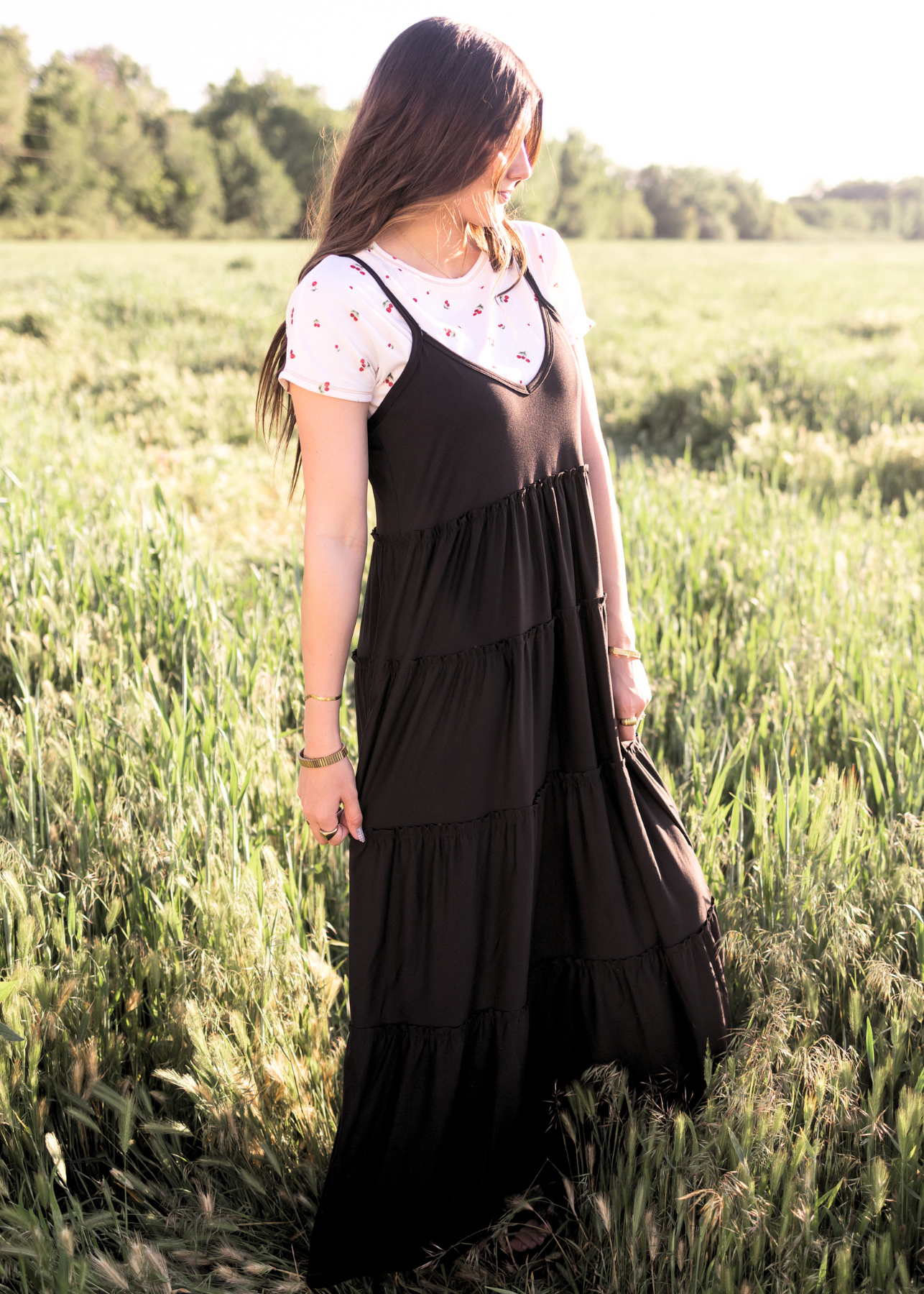 Rosalyn Black Tiered Dress