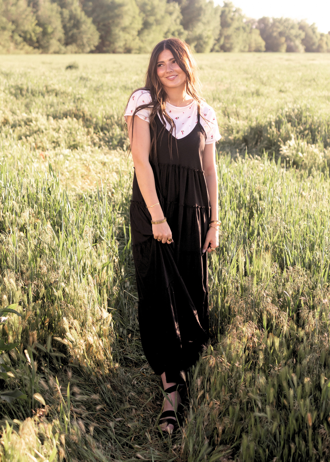 Rosalyn Black Tiered Dress