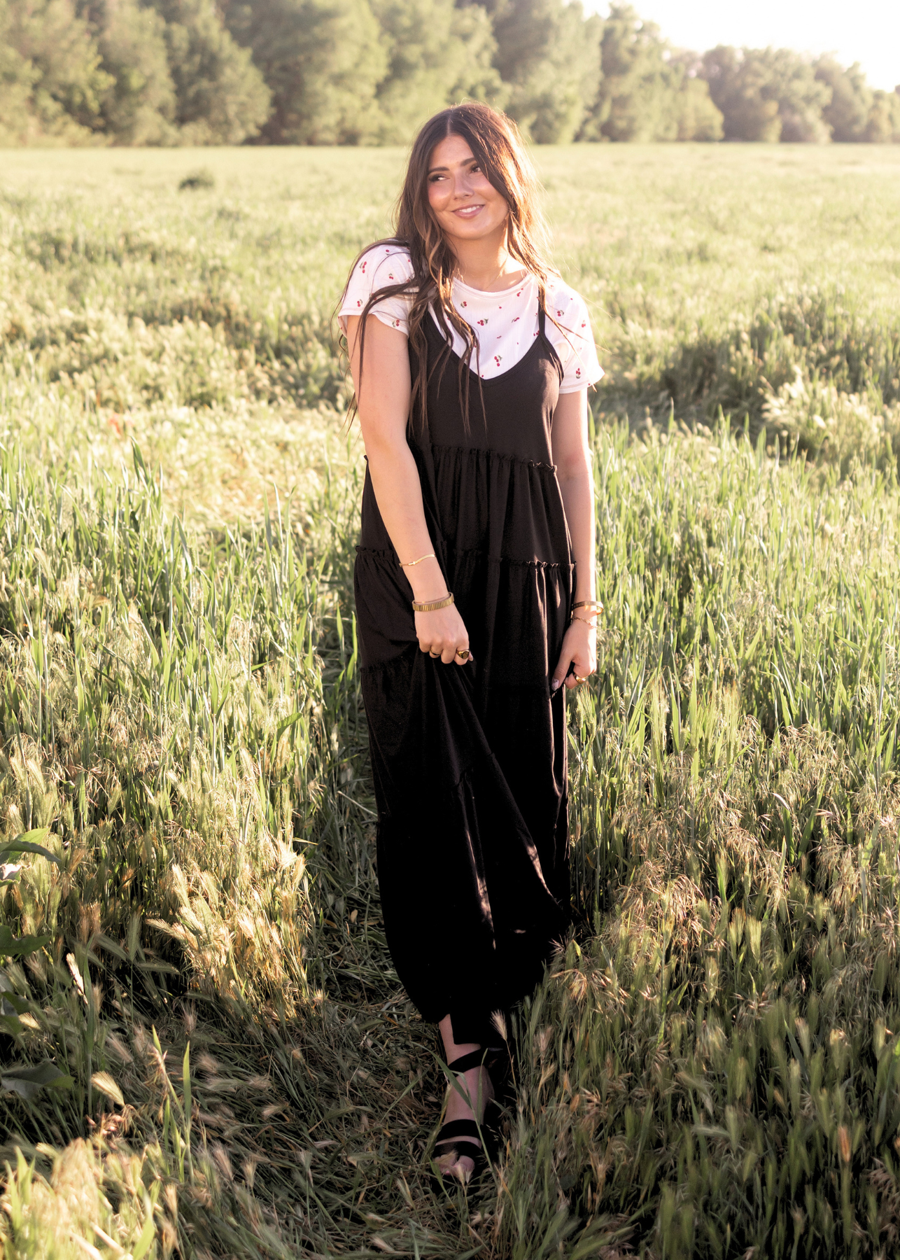 Rosalyn Black Tiered Dress