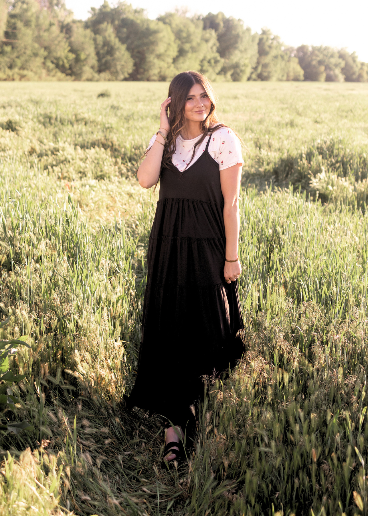 Rosalyn Black Tiered Dress