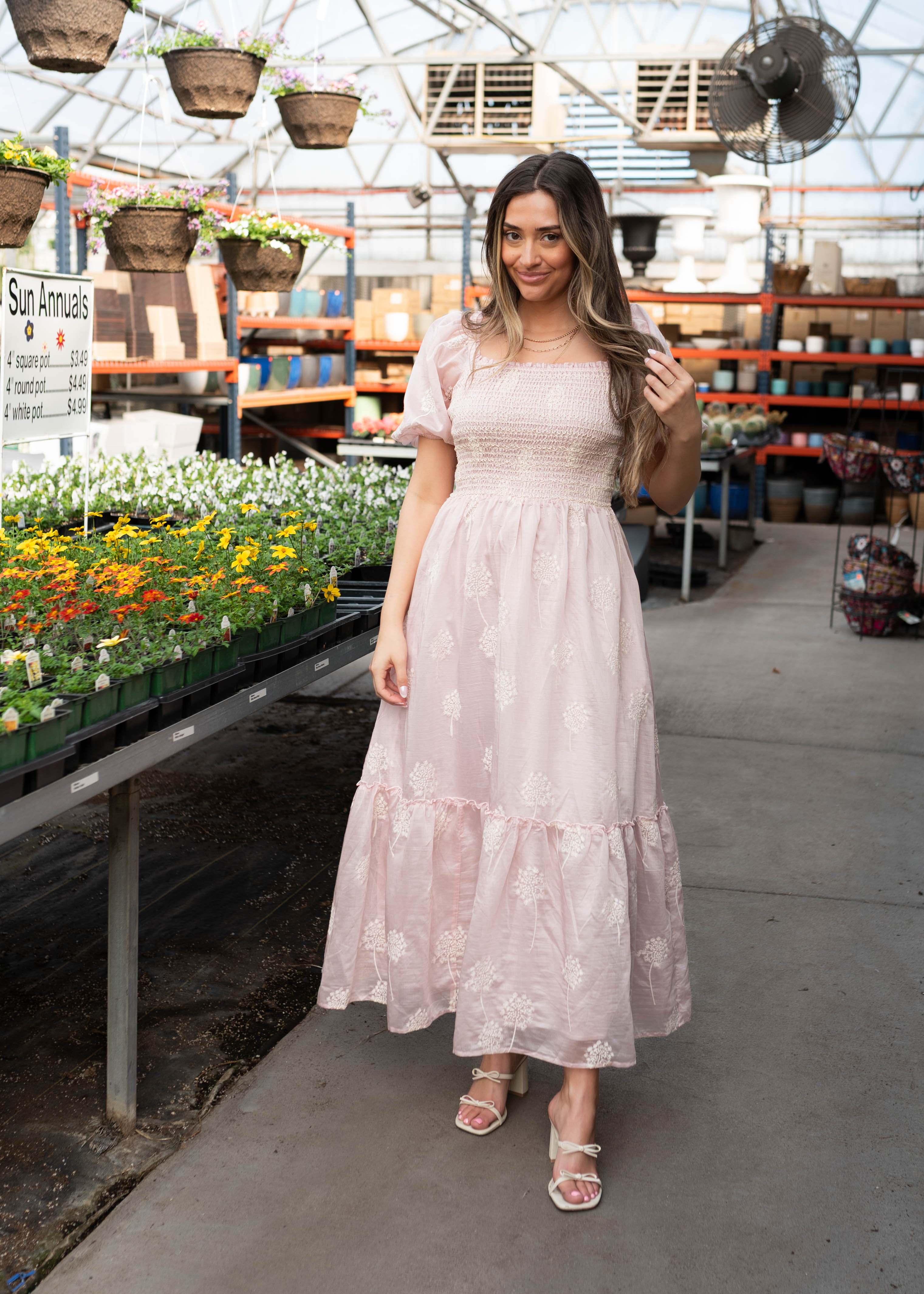 Roselyn Pink Smocked Dress