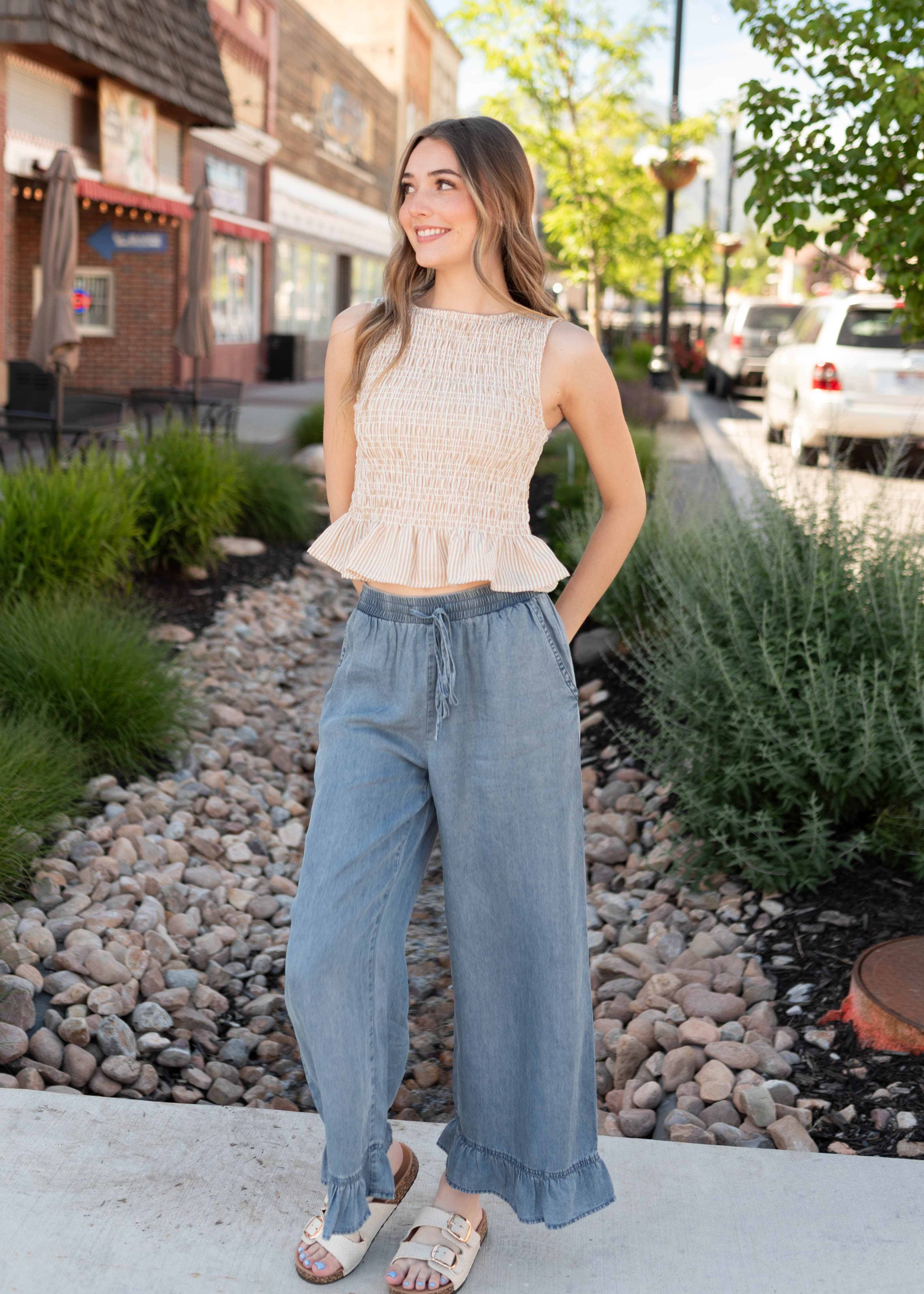 Ally Chambray Ruffle Pants