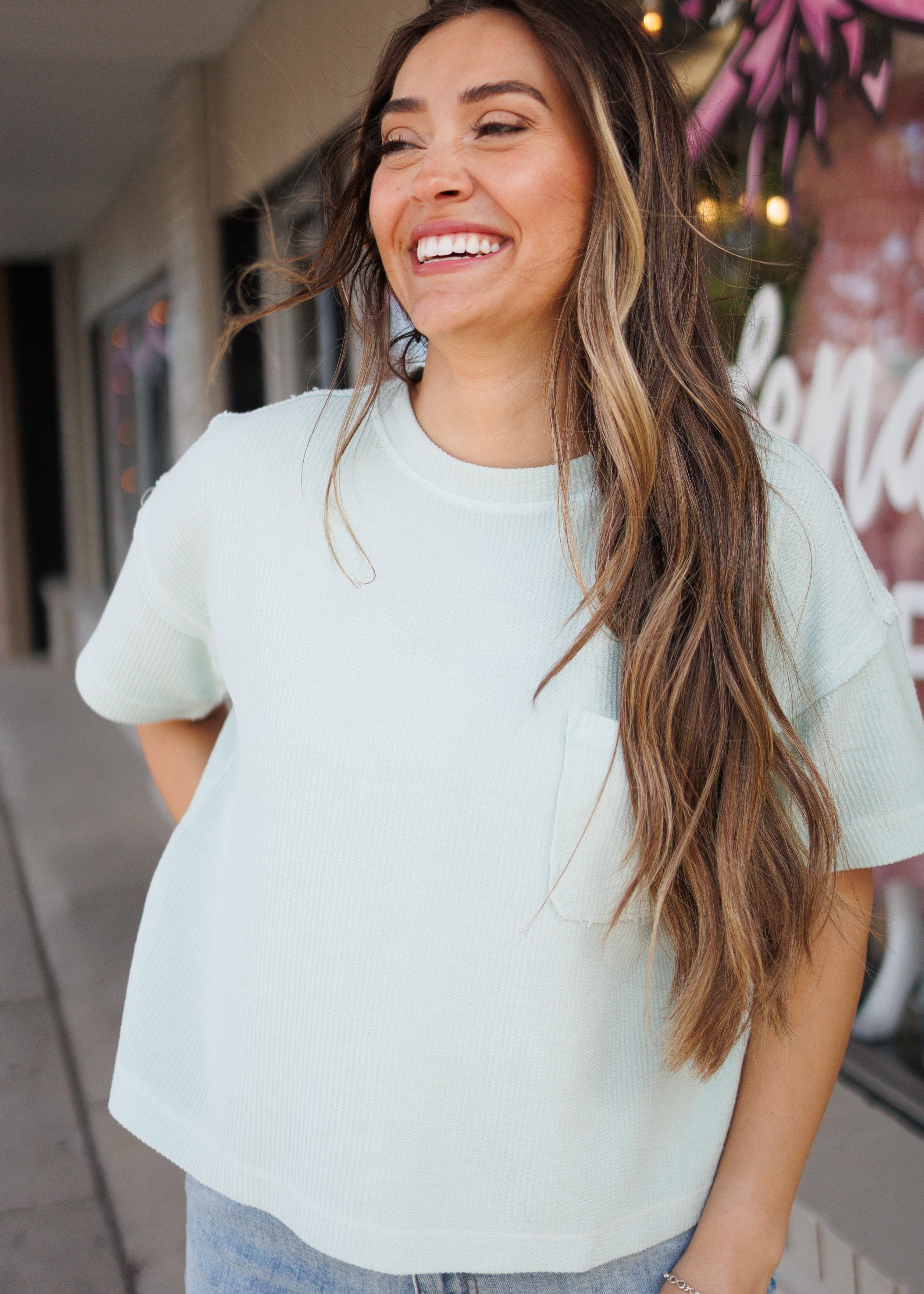 Ruby Mint Ribbed Top