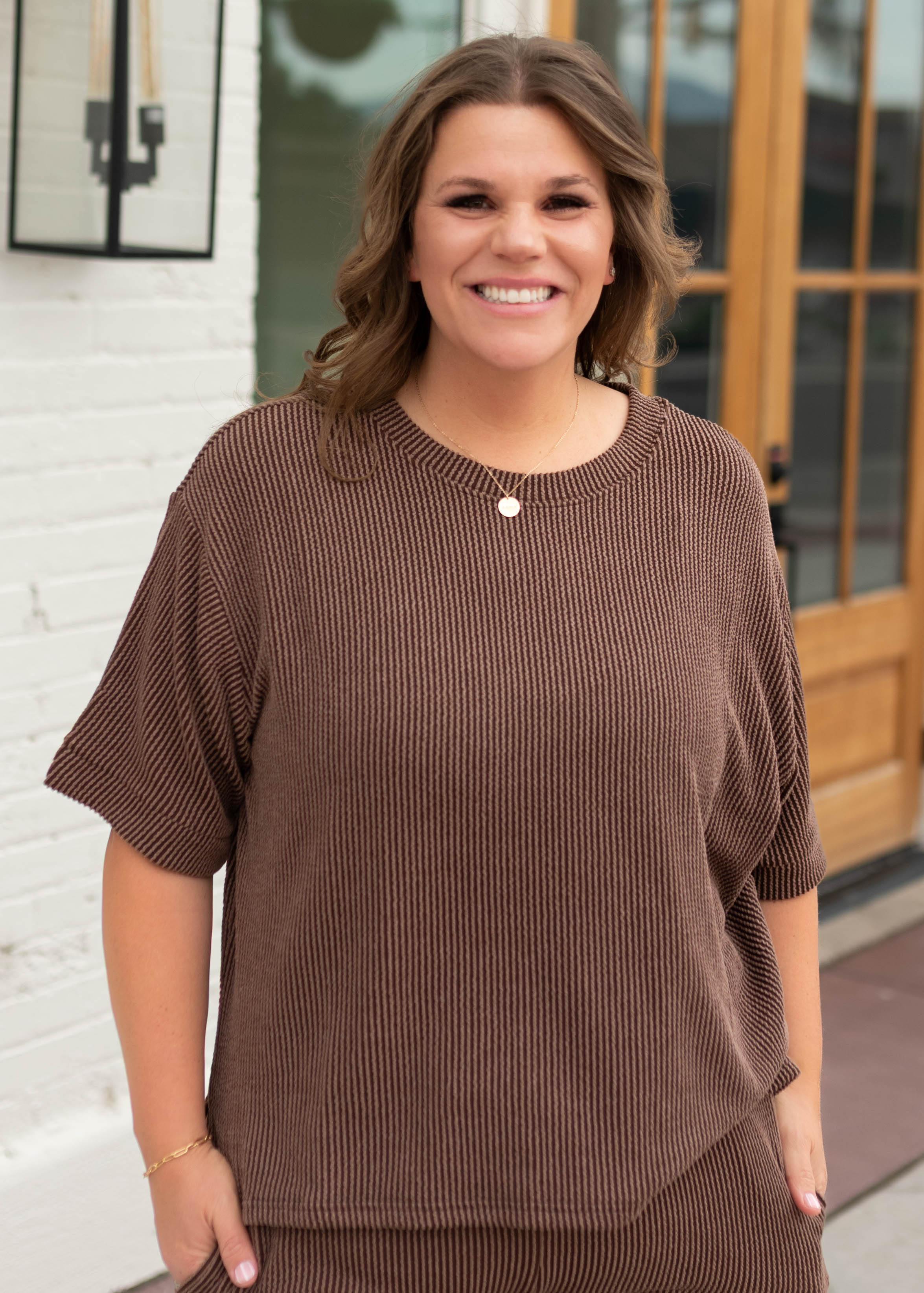 Ruthie Brown Ribbed Lounge Set