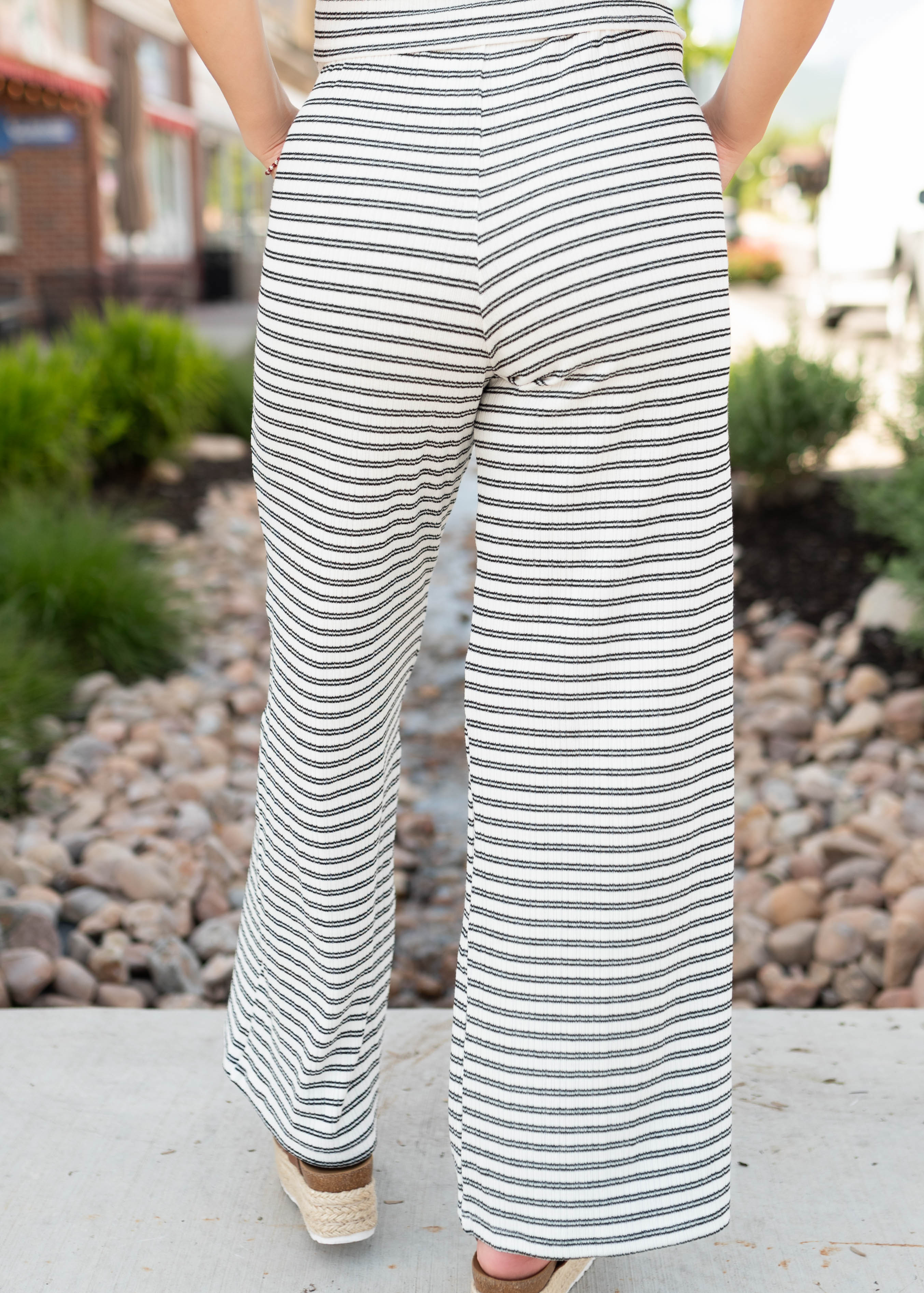 Sadie Black Striped Ribbed Pants