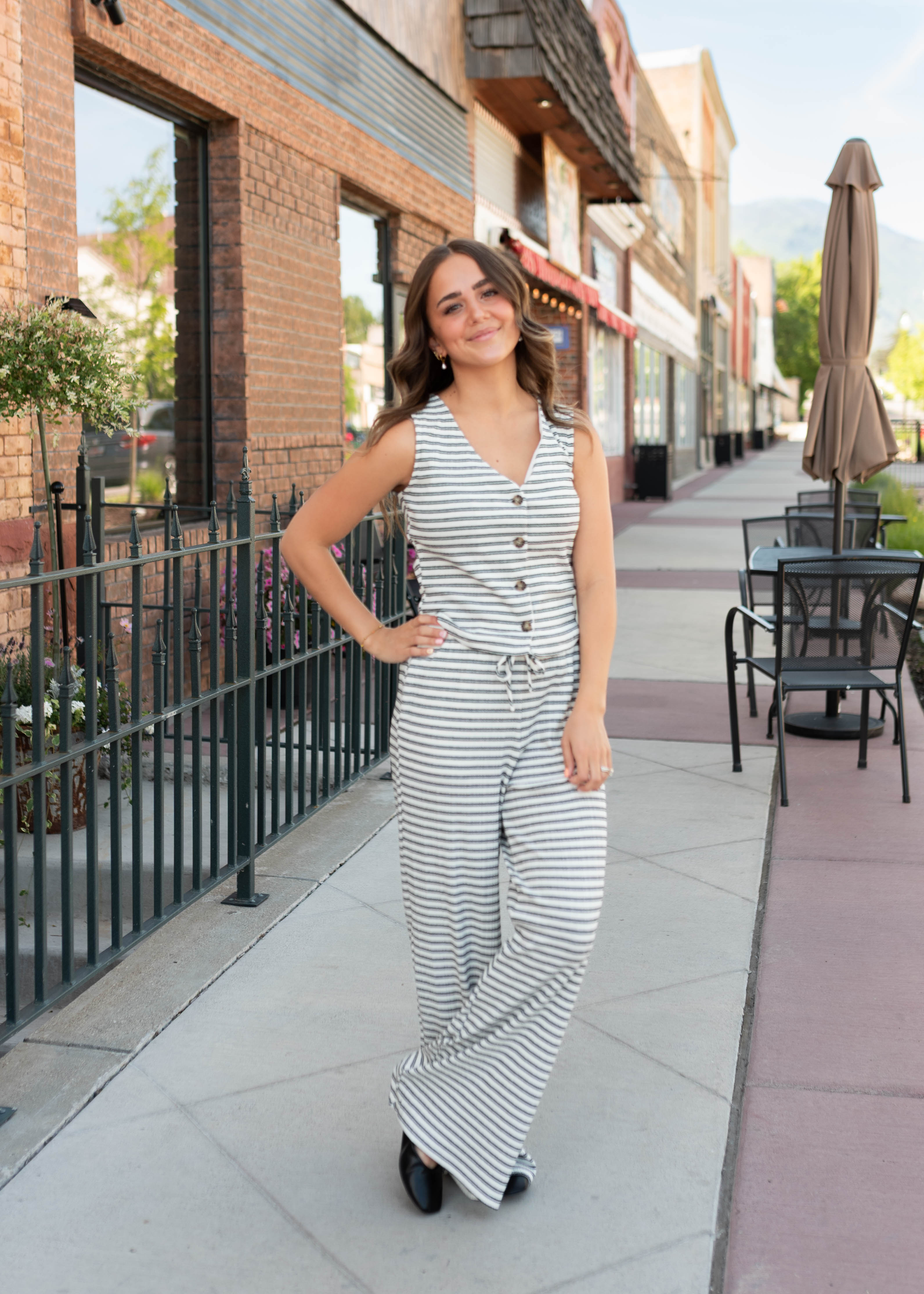 Sadie Black Striped Ribbed Pants