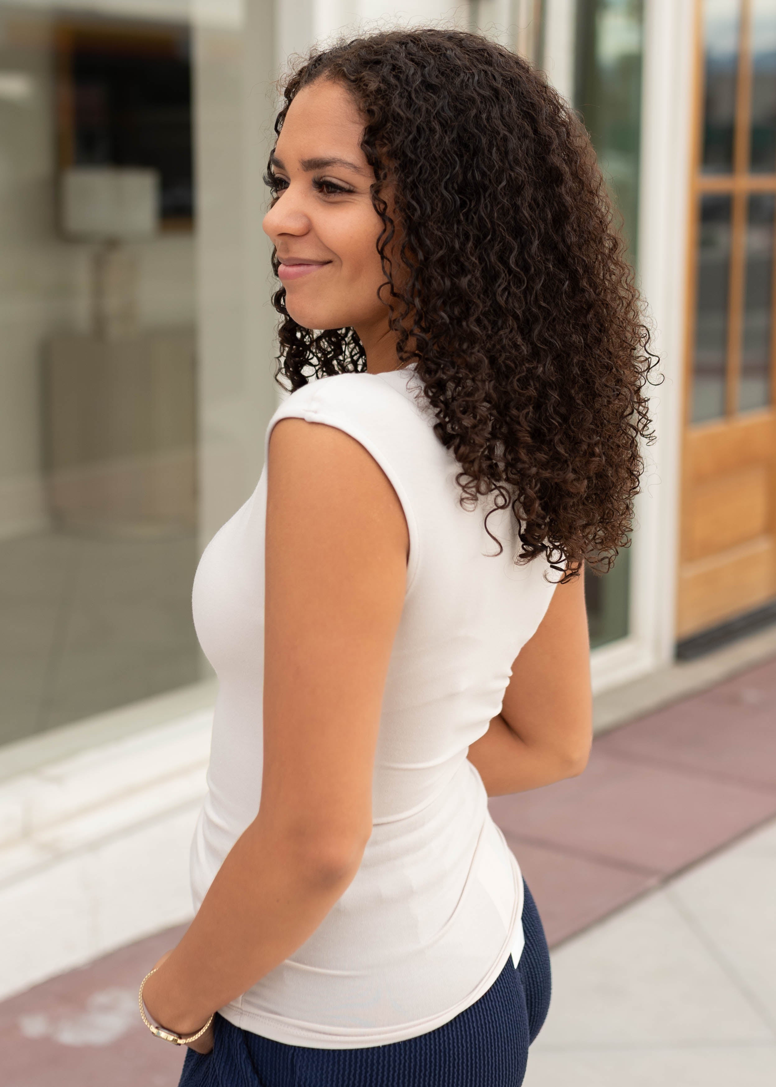 Samara Light Beige Square Neck Top