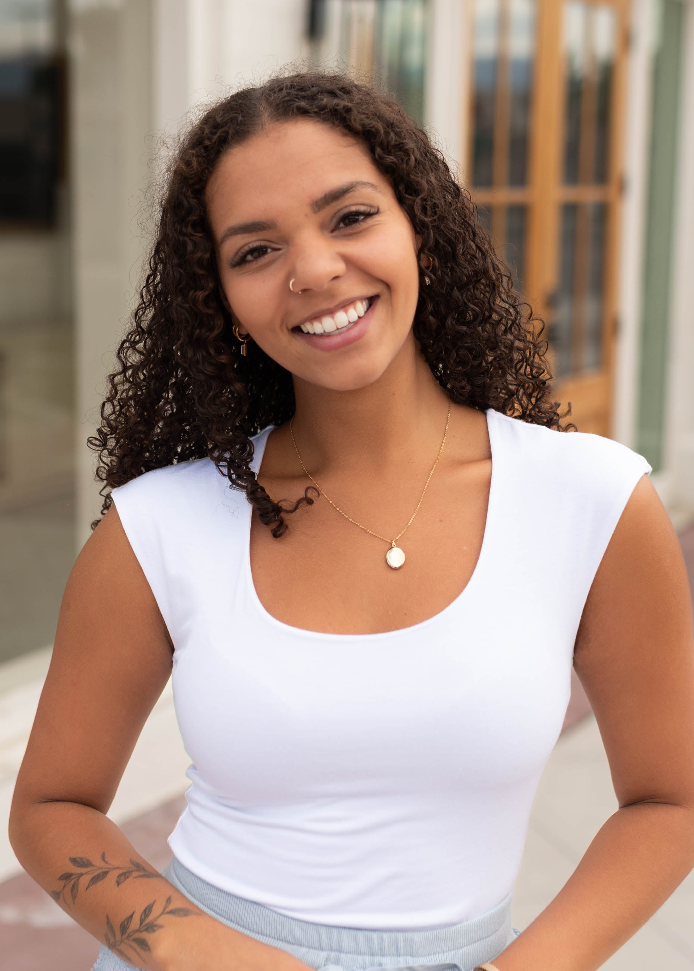 Samara White Square Neck Top