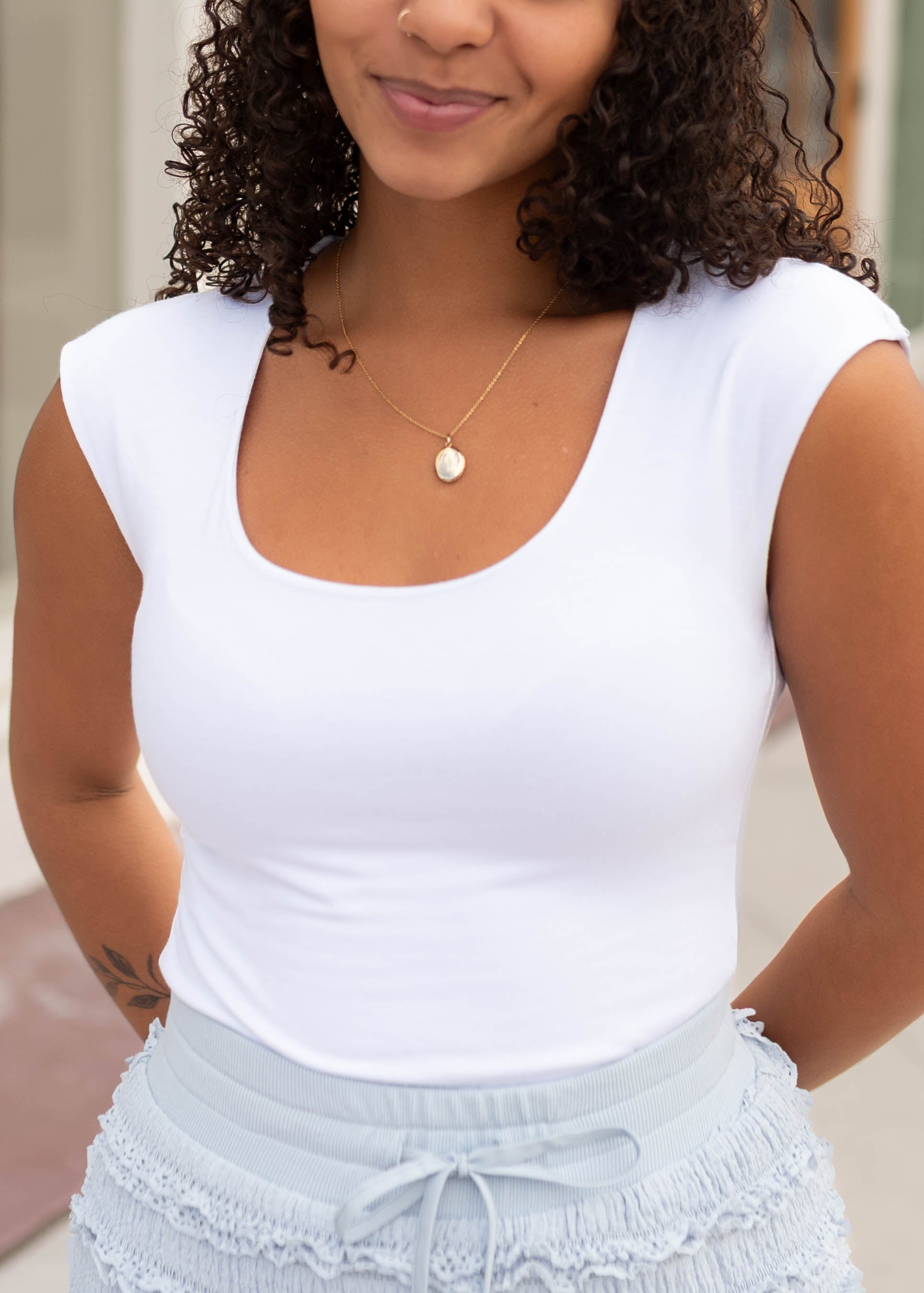 Samara White Square Neck Top