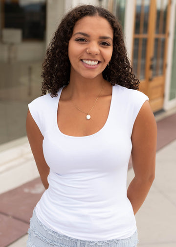Samara White Square Neck Top