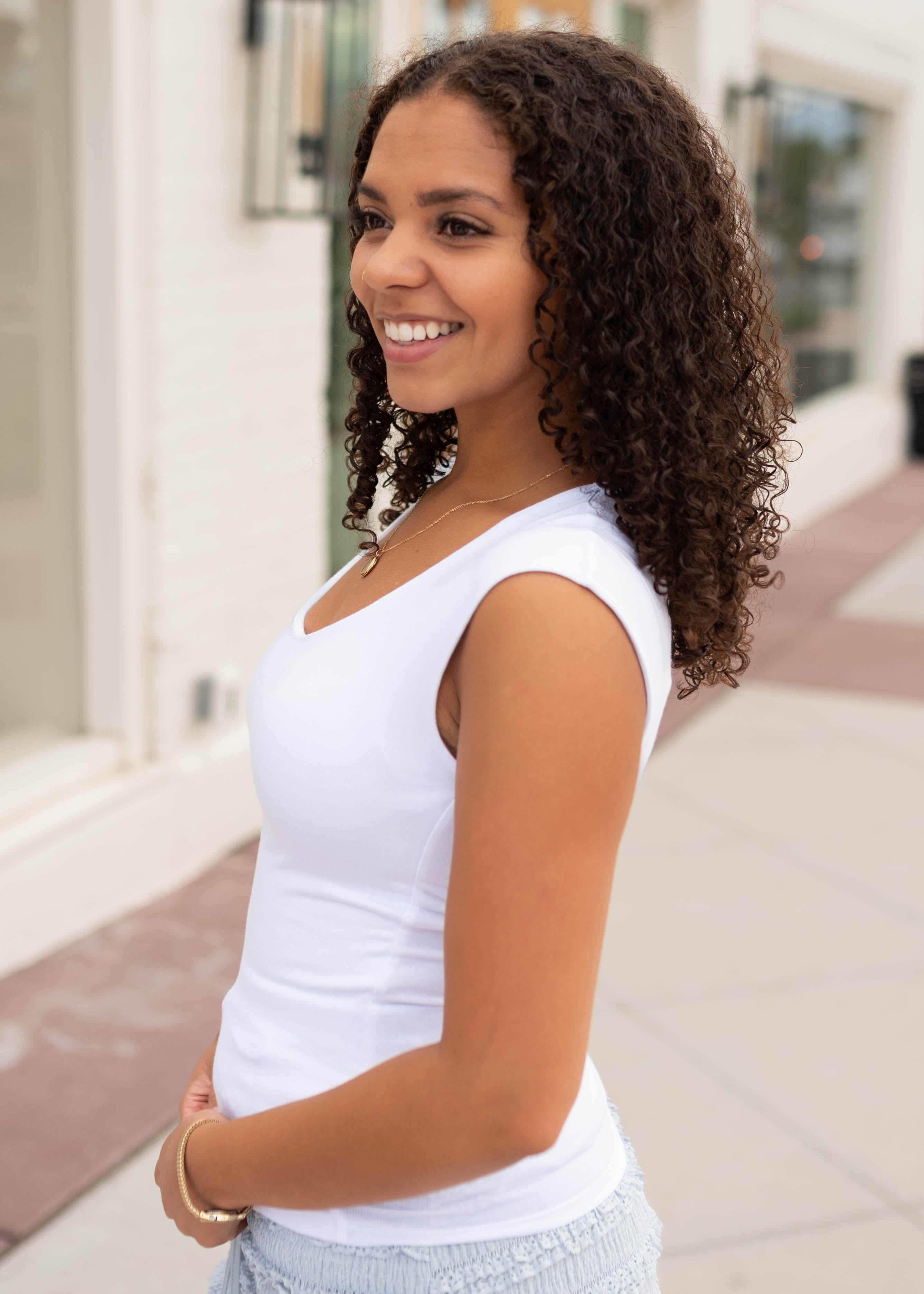 Samara White Square Neck Top