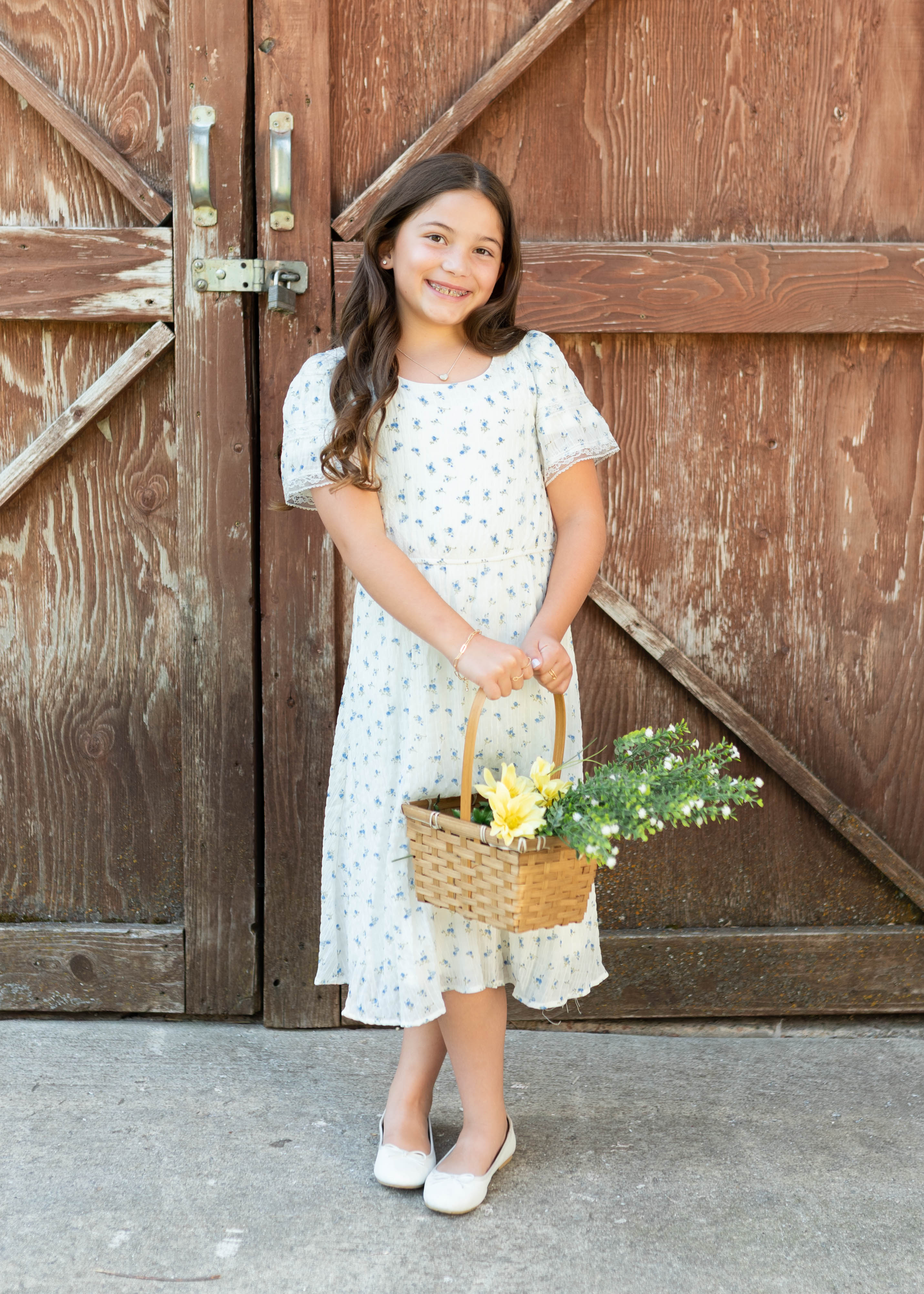 Sami Blue Floral Little Girl Dress