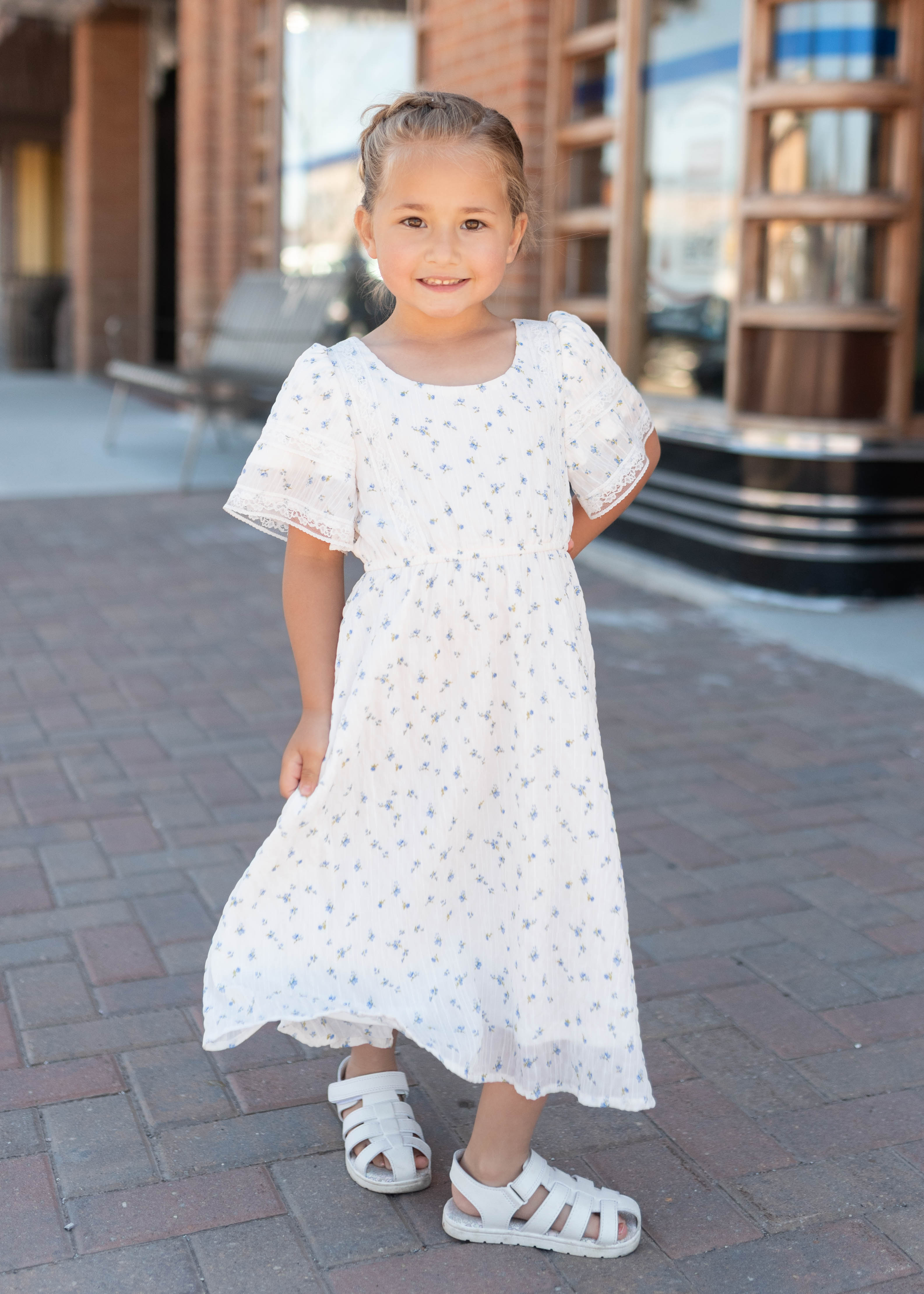 Sami Blue Floral Little Girl Dress