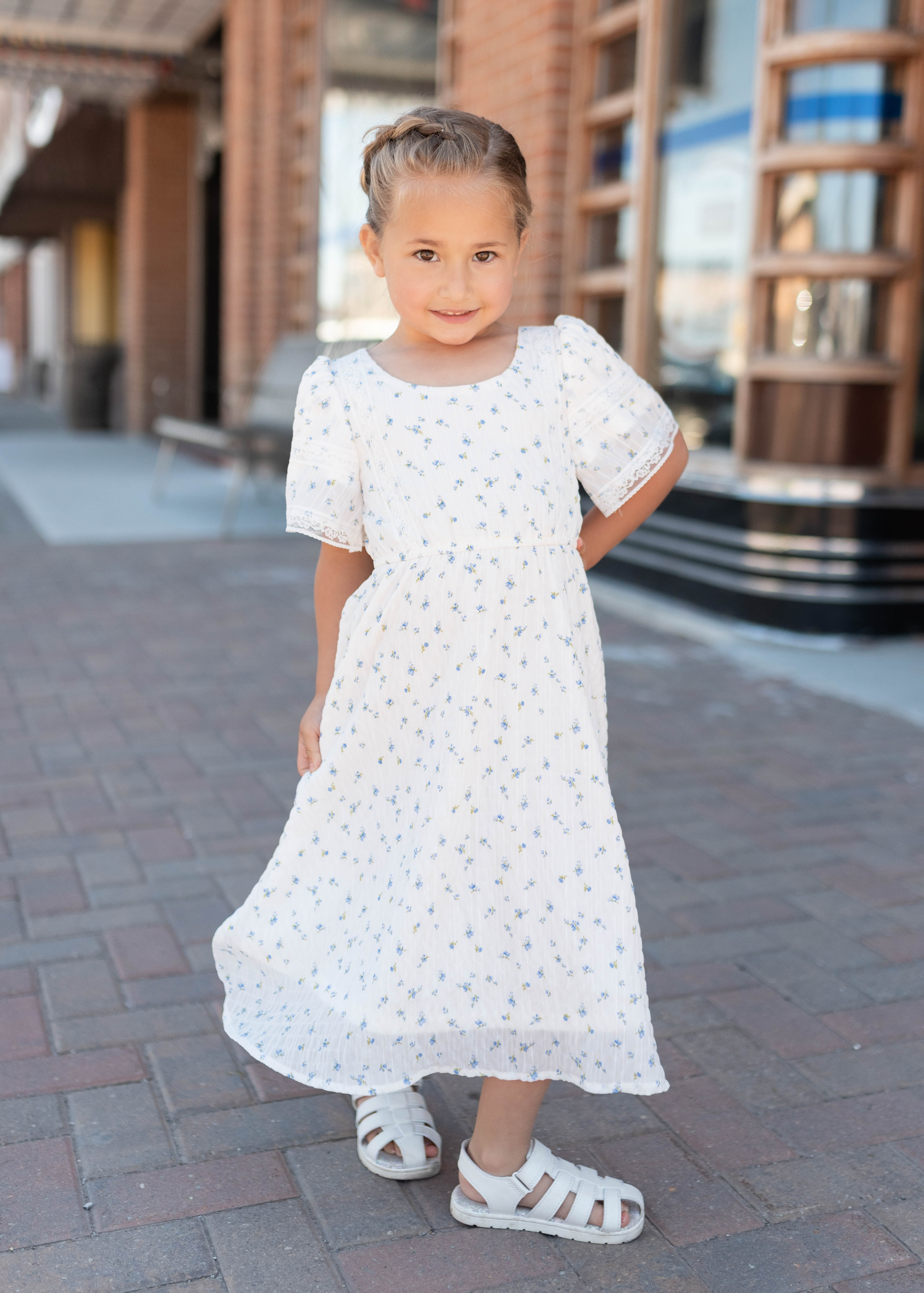 Sami Blue Floral Little Girl Dress