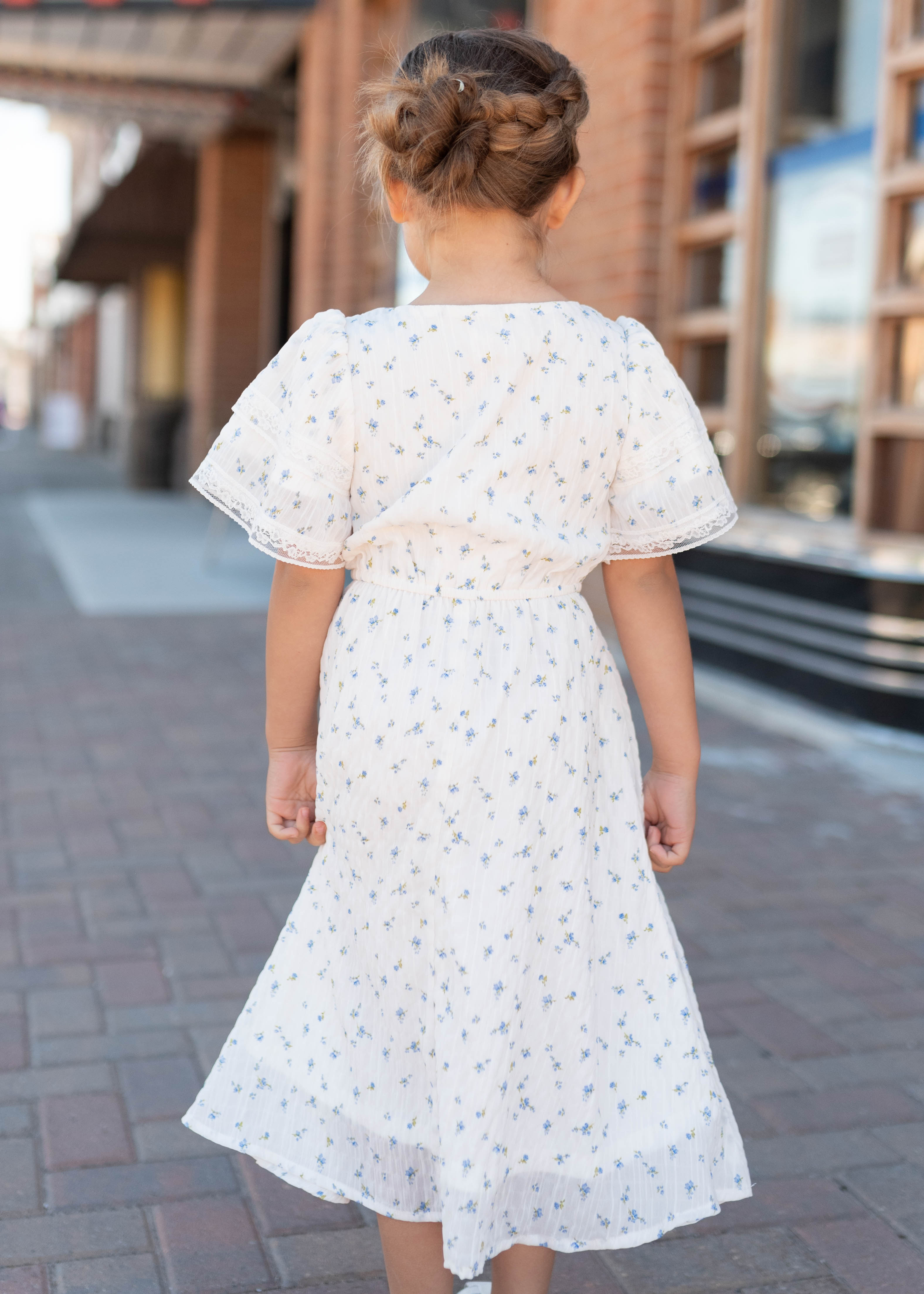 Sami Blue Floral Little Girl Dress