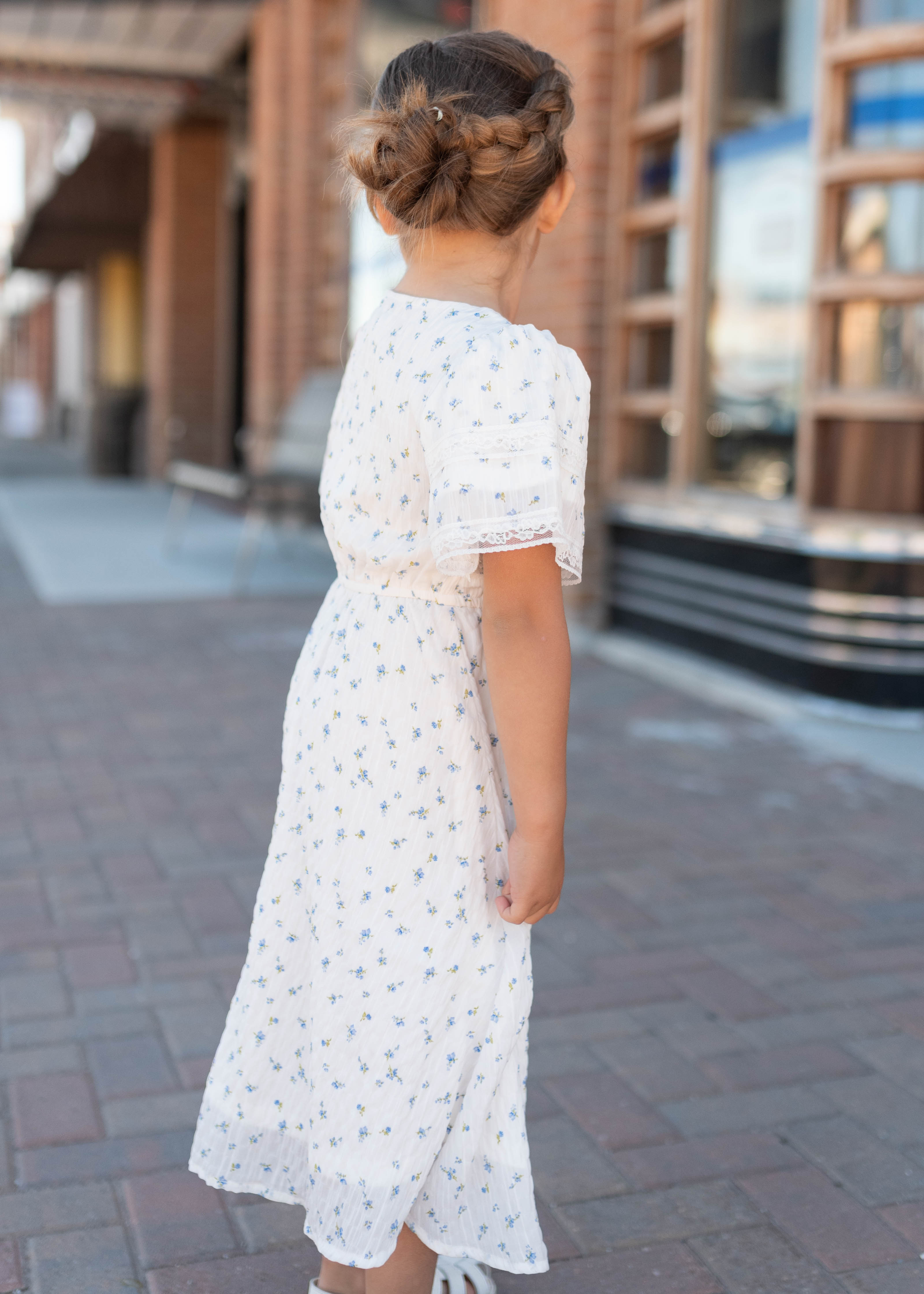 Sami Blue Floral Little Girl Dress