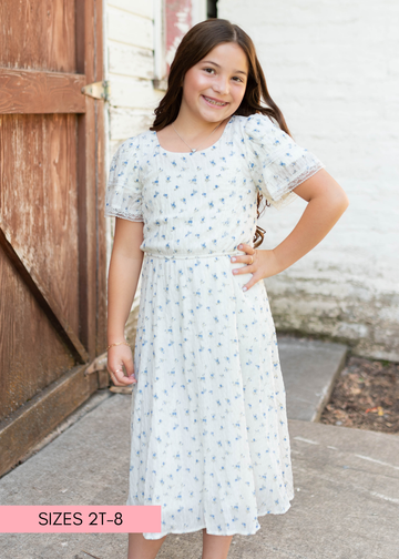Sami Blue Floral Little Girl Dress
