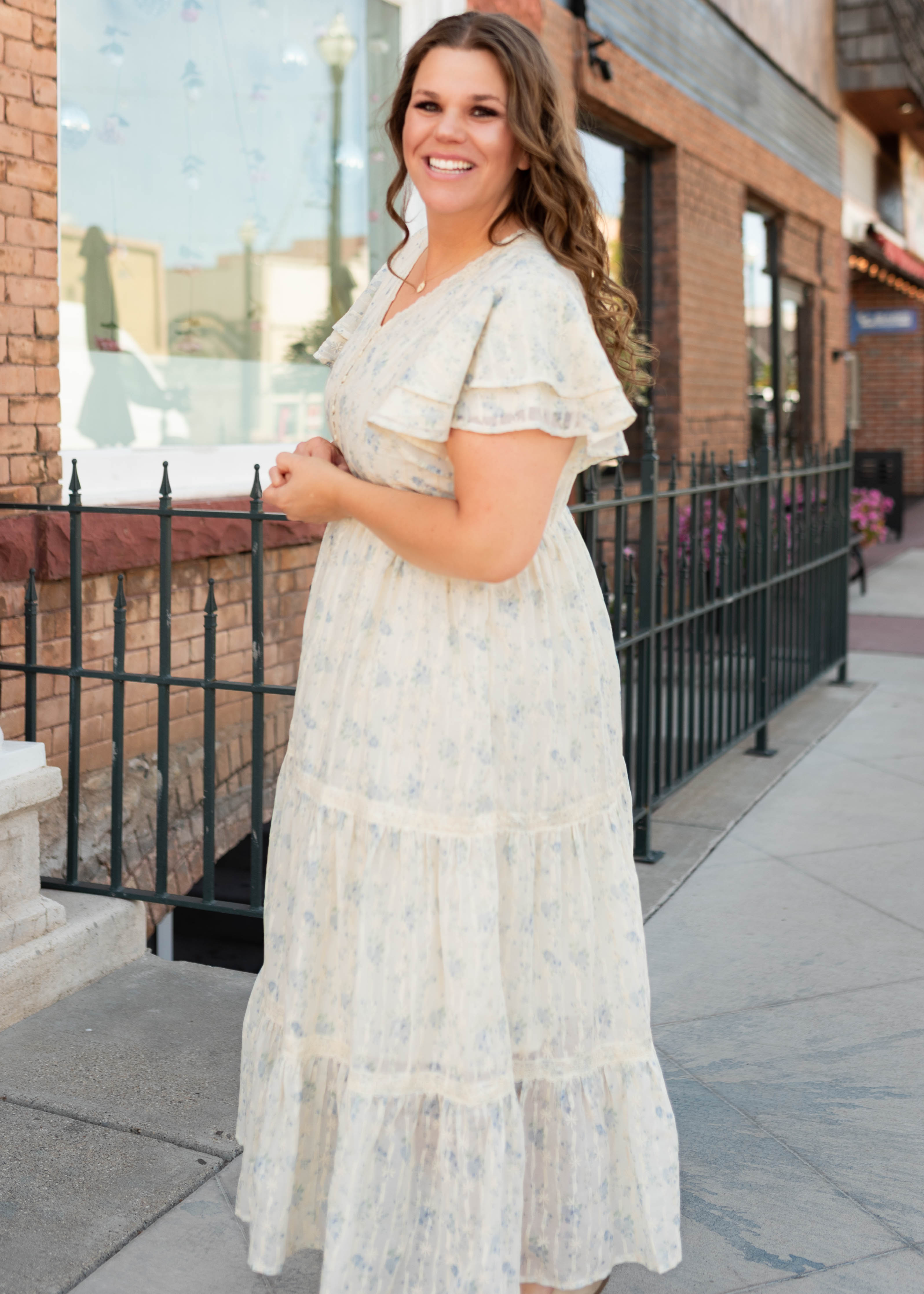 Lena & Lou Sarah Cream Floral Lace Dress