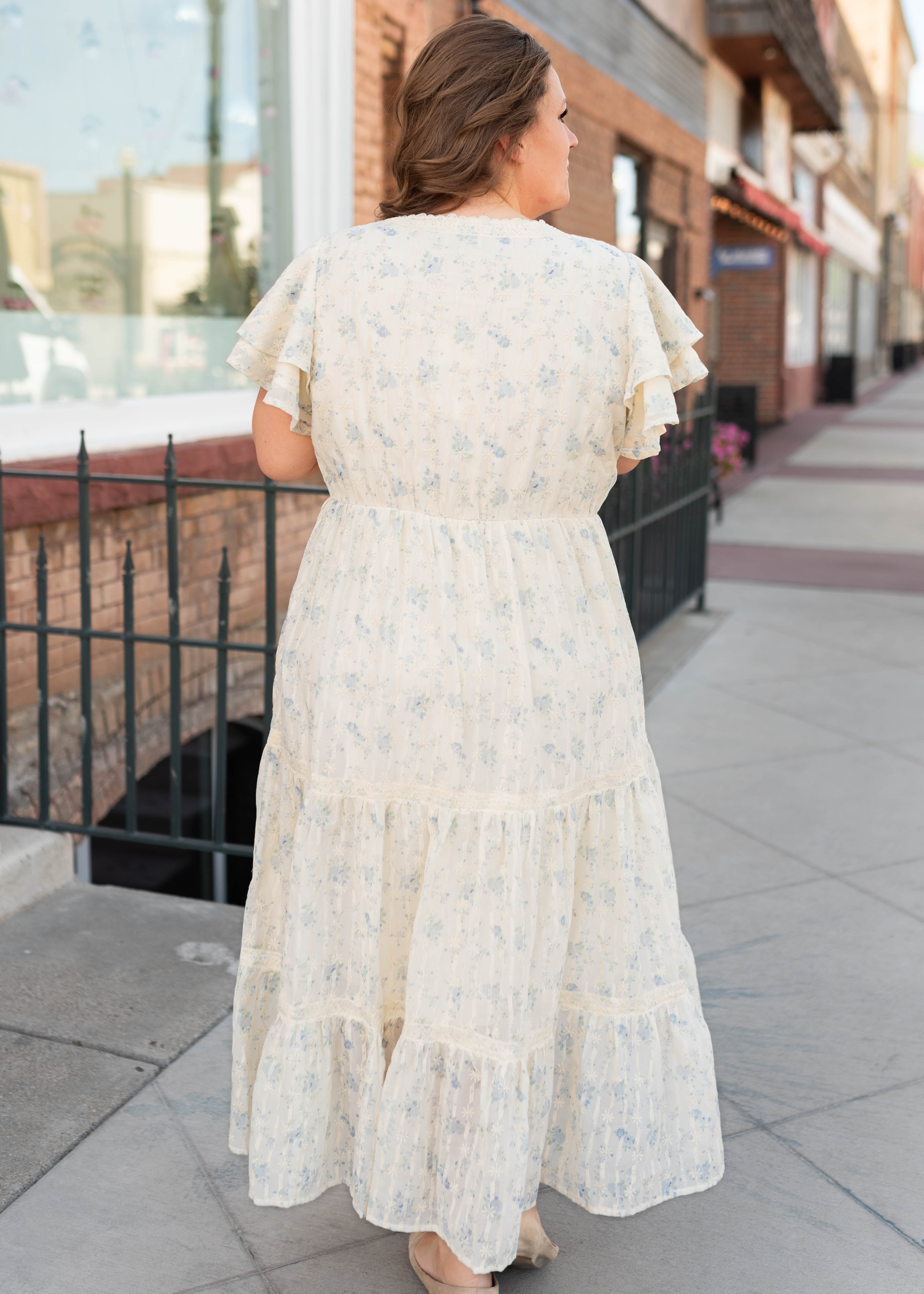 Lena & Lou Sarah Cream Floral Lace Dress