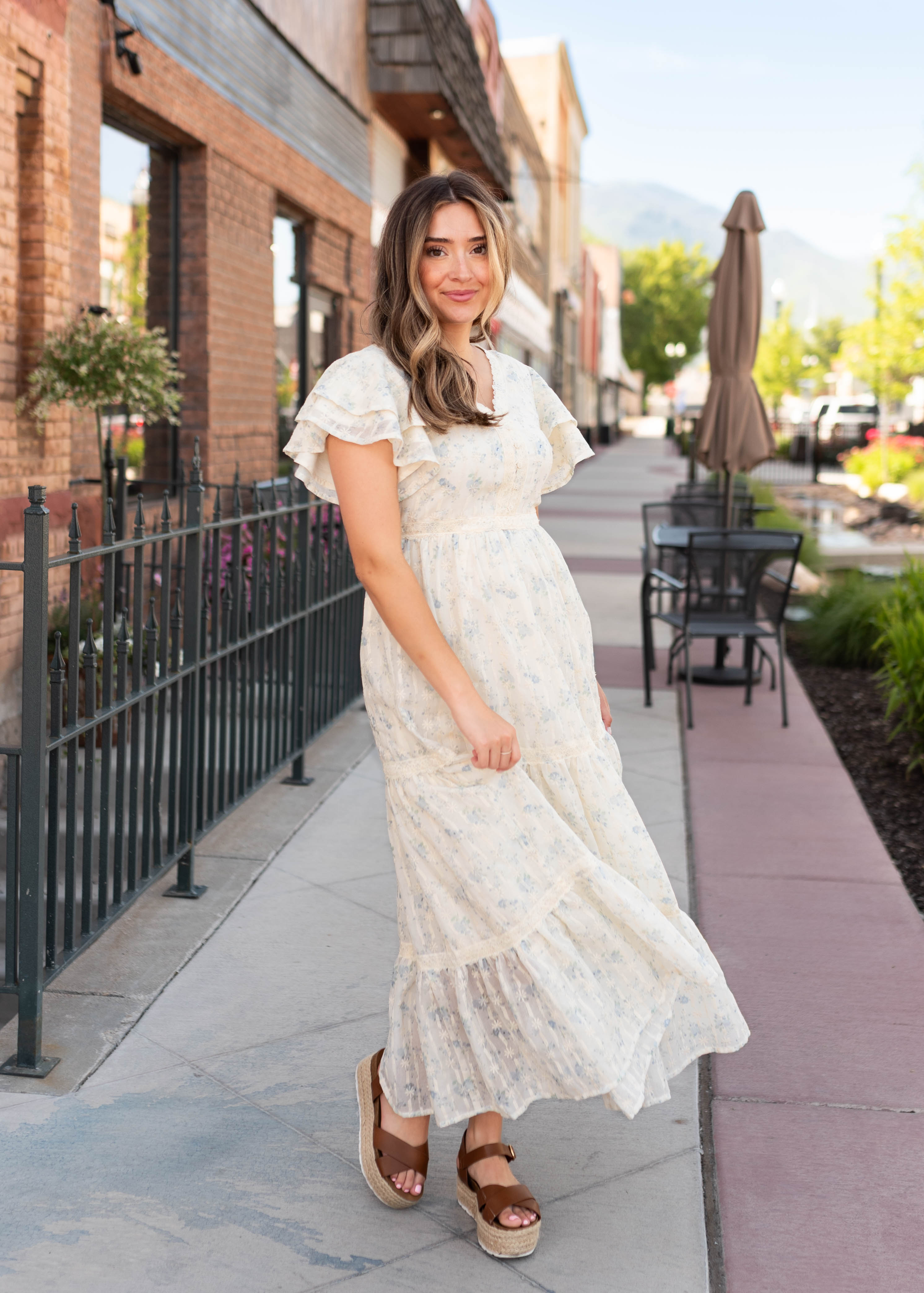 Lena & Lou Sarah Cream Floral Lace Dress