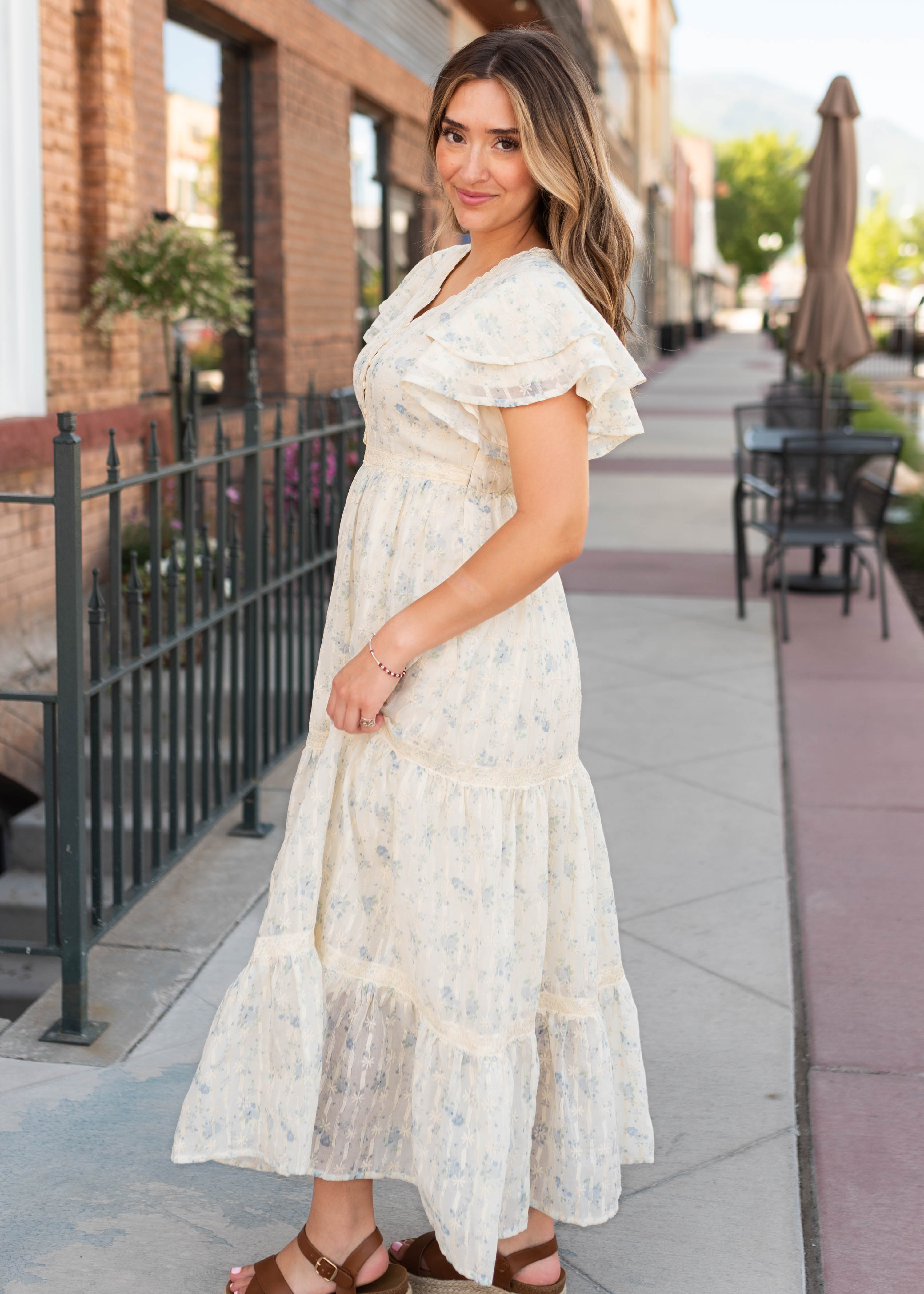 Lena & Lou Sarah Cream Floral Lace Dress