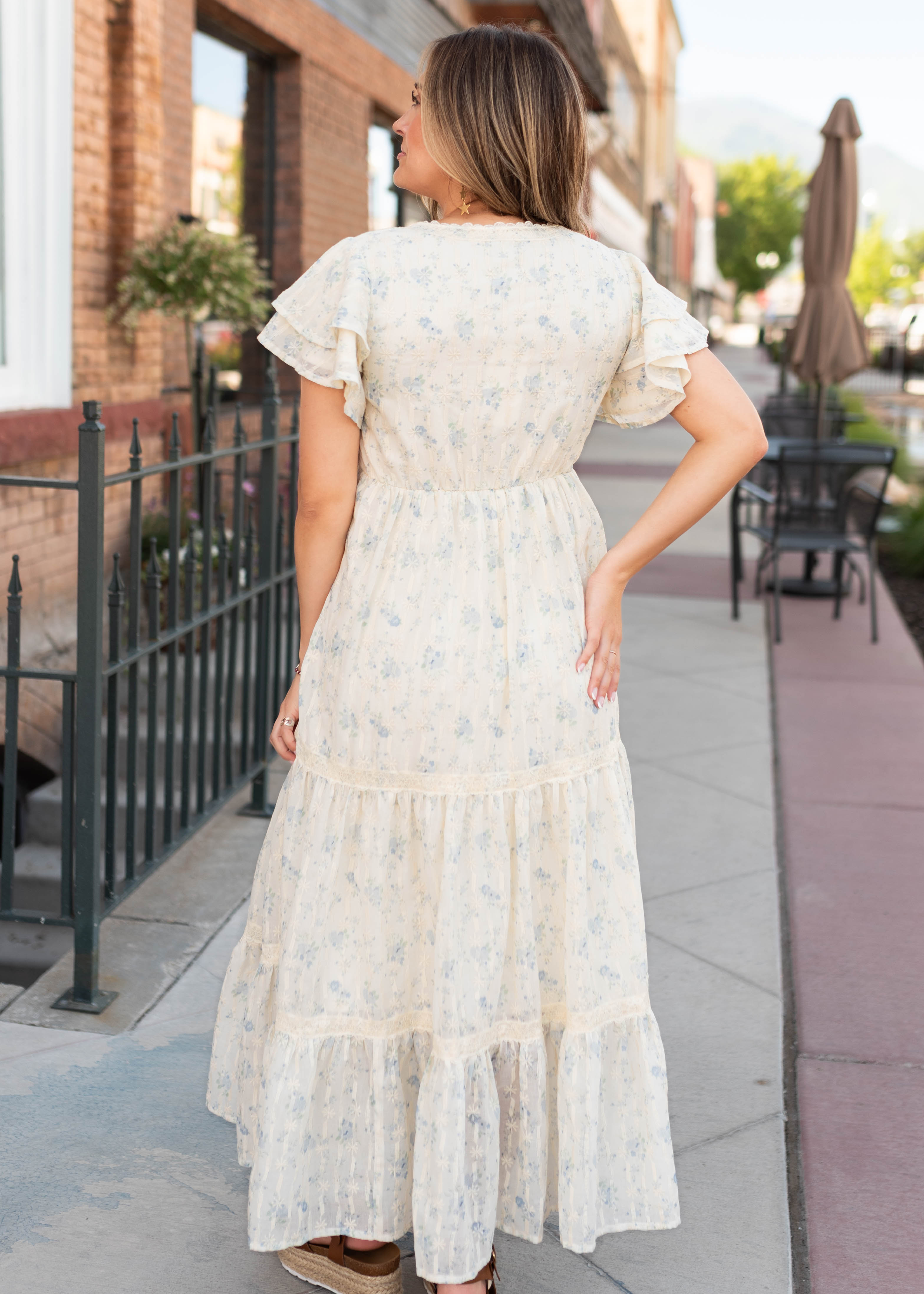 Lena & Lou Sarah Cream Floral Lace Dress