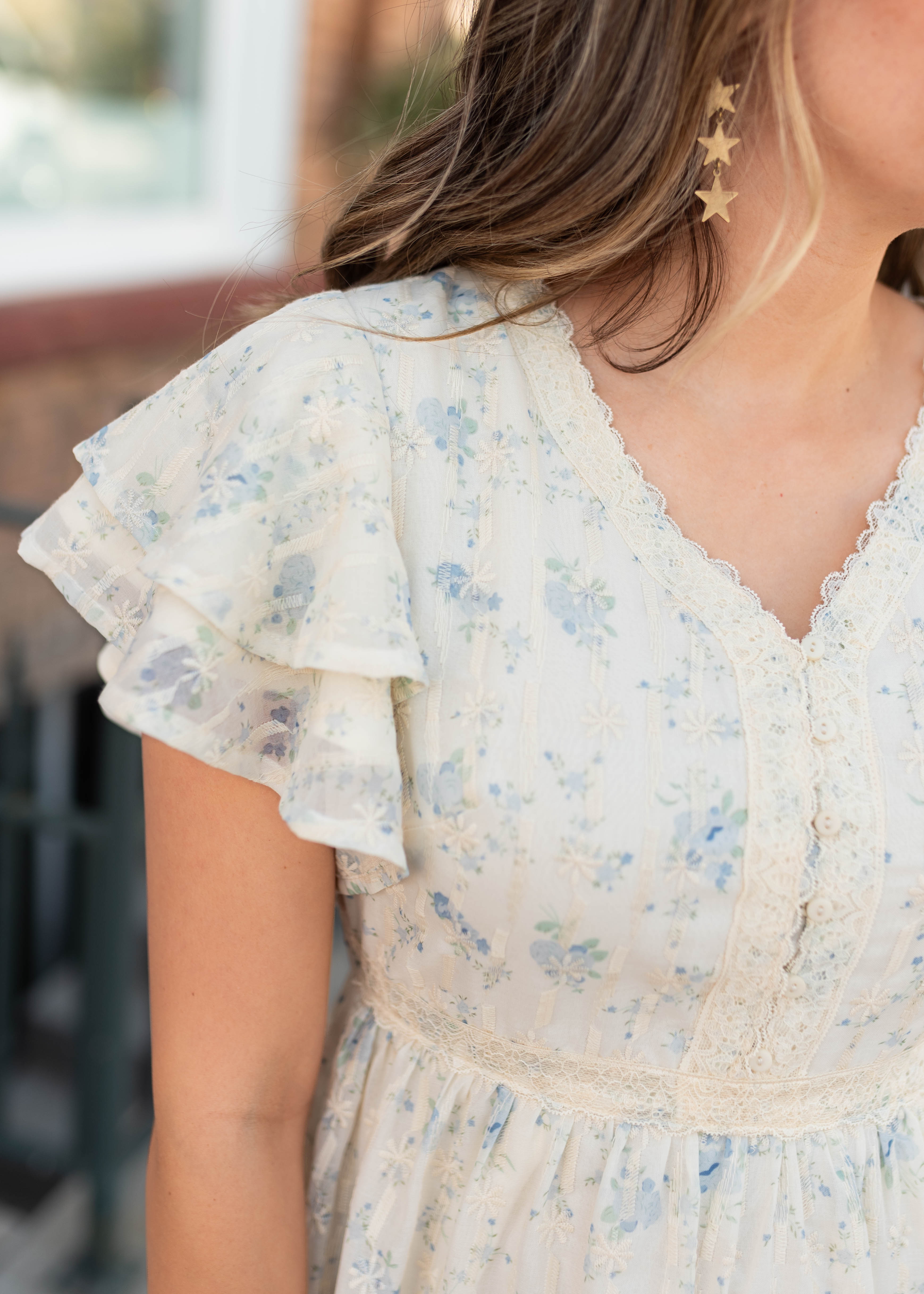 Lena & Lou Sarah Cream Floral Lace Dress