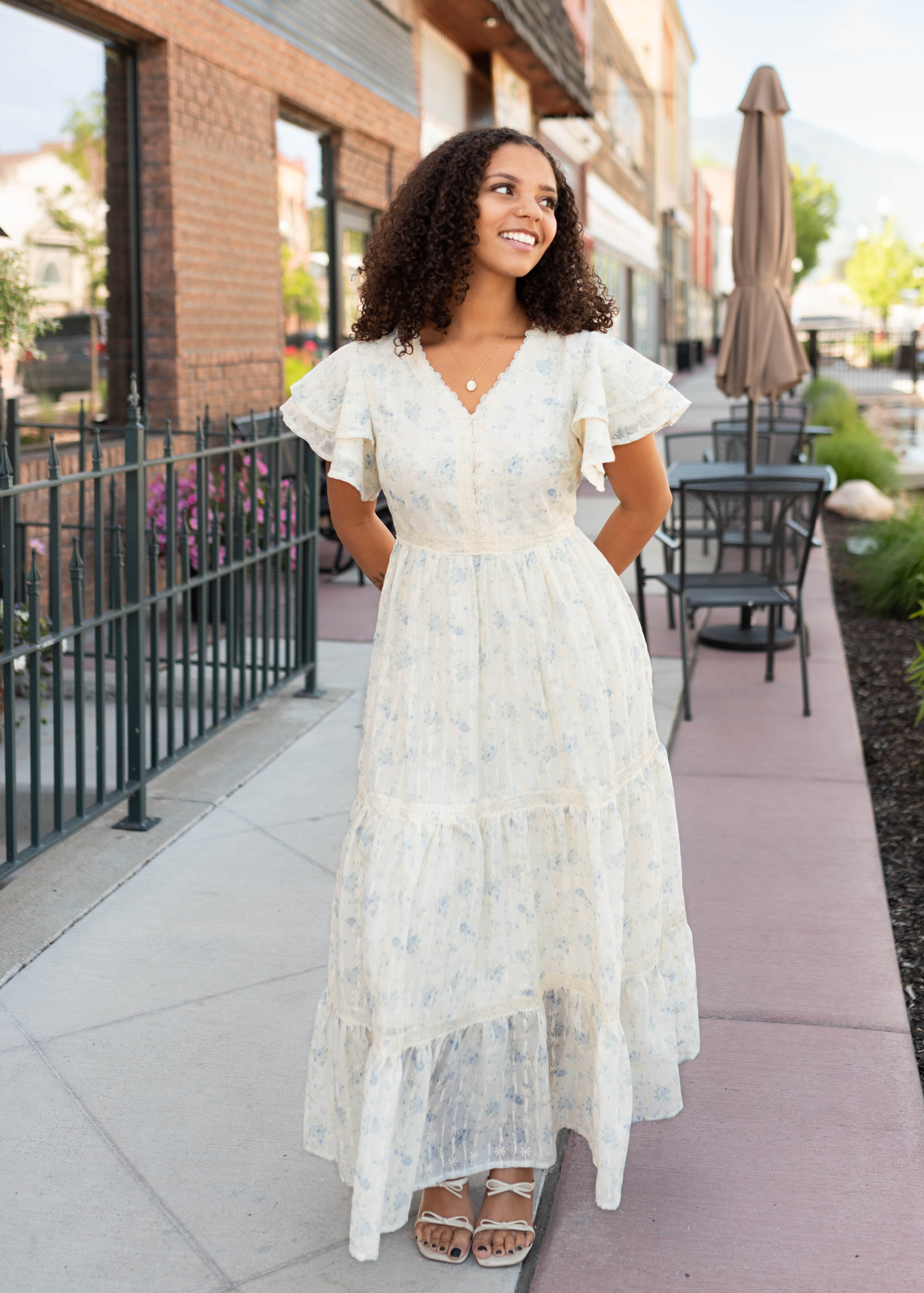 Lena & Lou Sarah Cream Floral Lace Dress