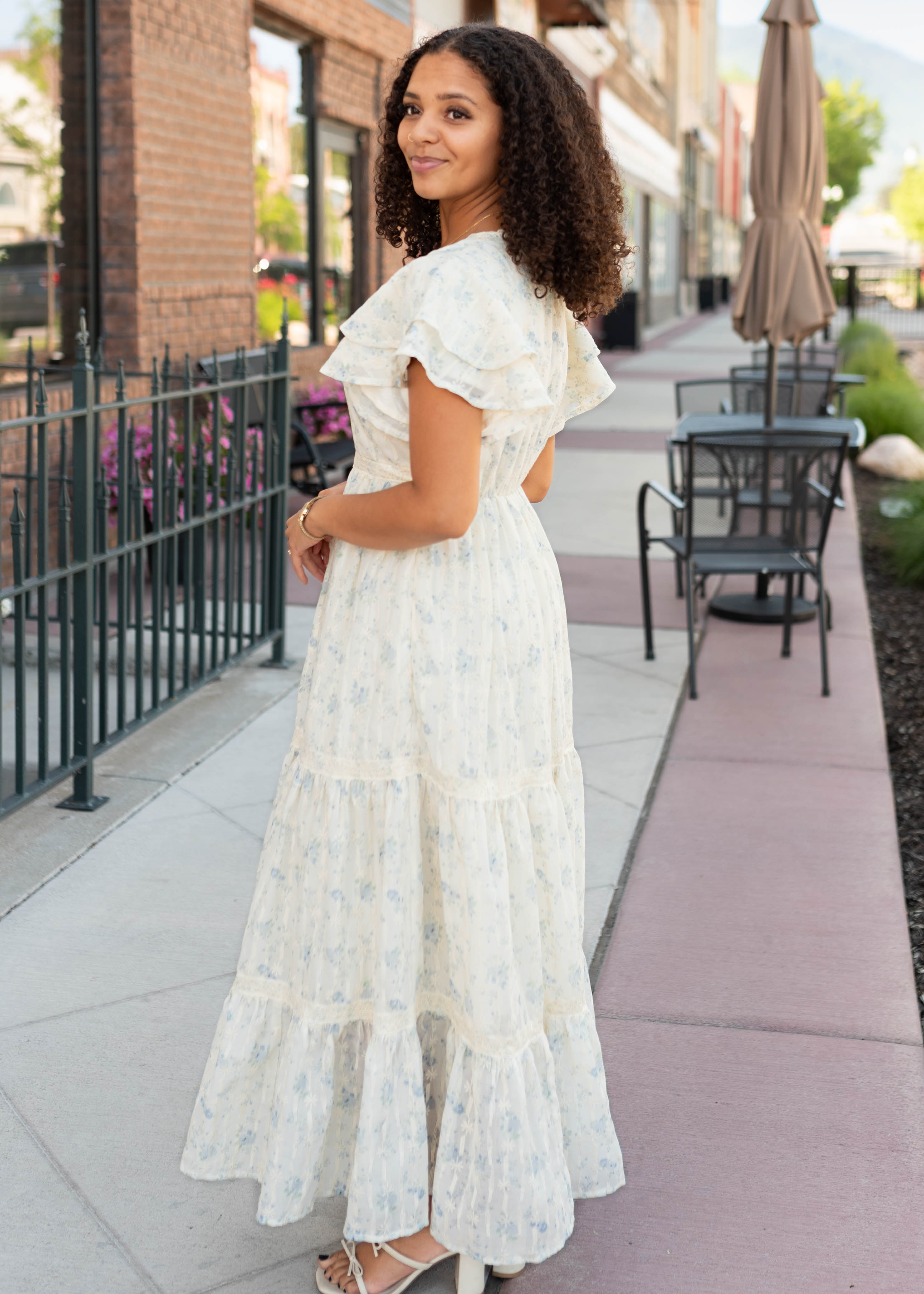 Lena & Lou Sarah Cream Floral Lace Dress