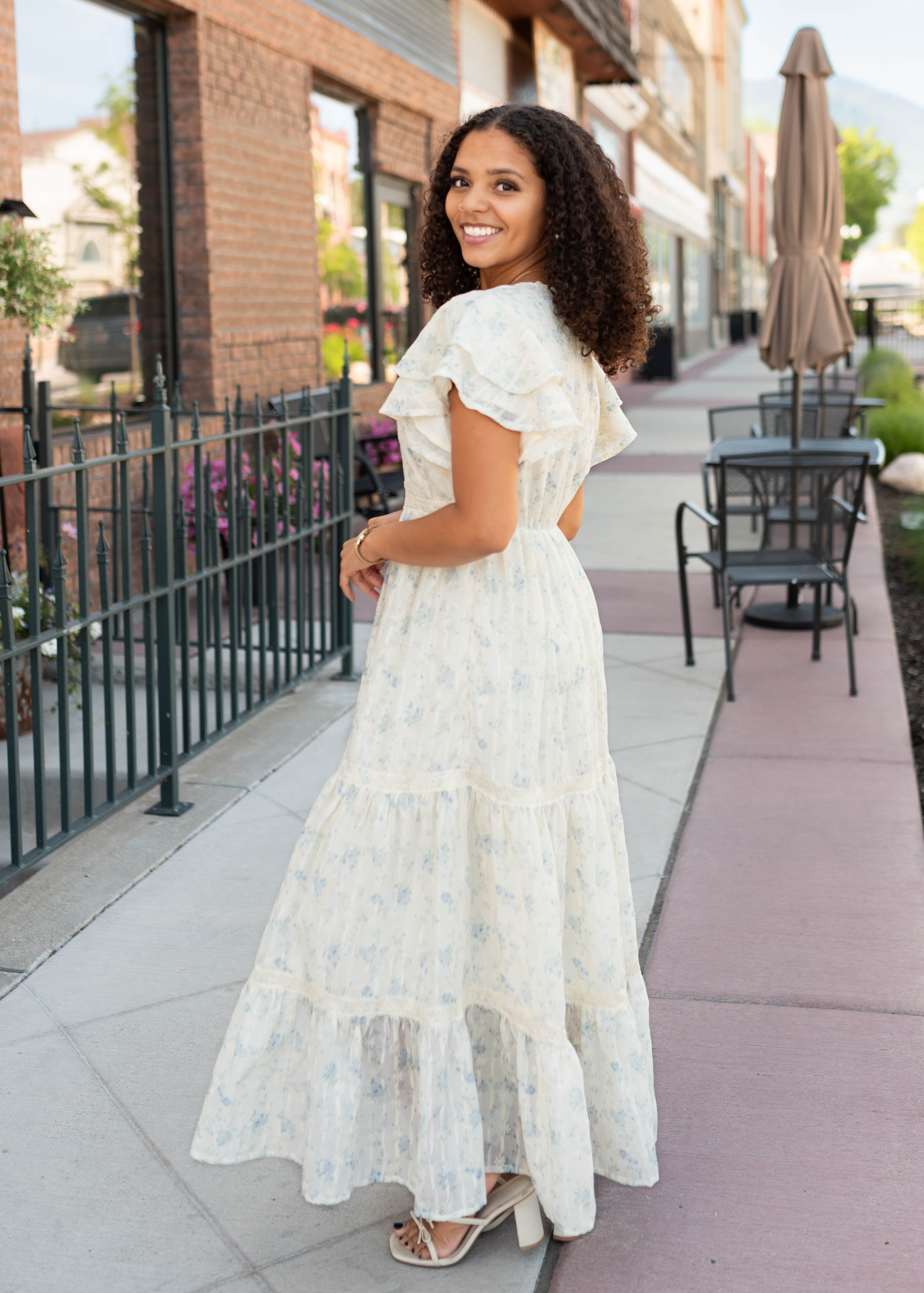 Lena & Lou Sarah Cream Floral Lace Dress