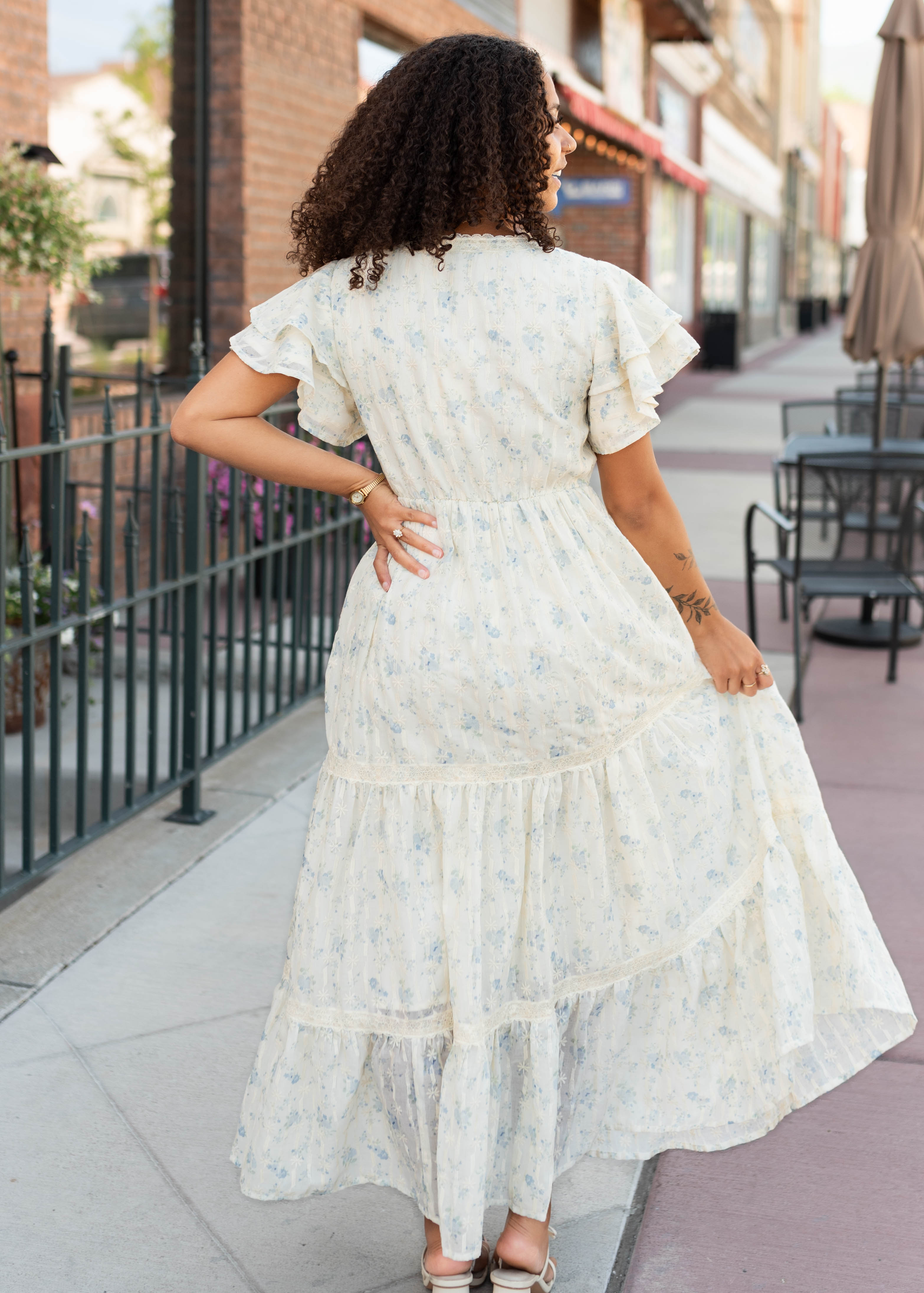 Lena & Lou Sarah Cream Floral Lace Dress
