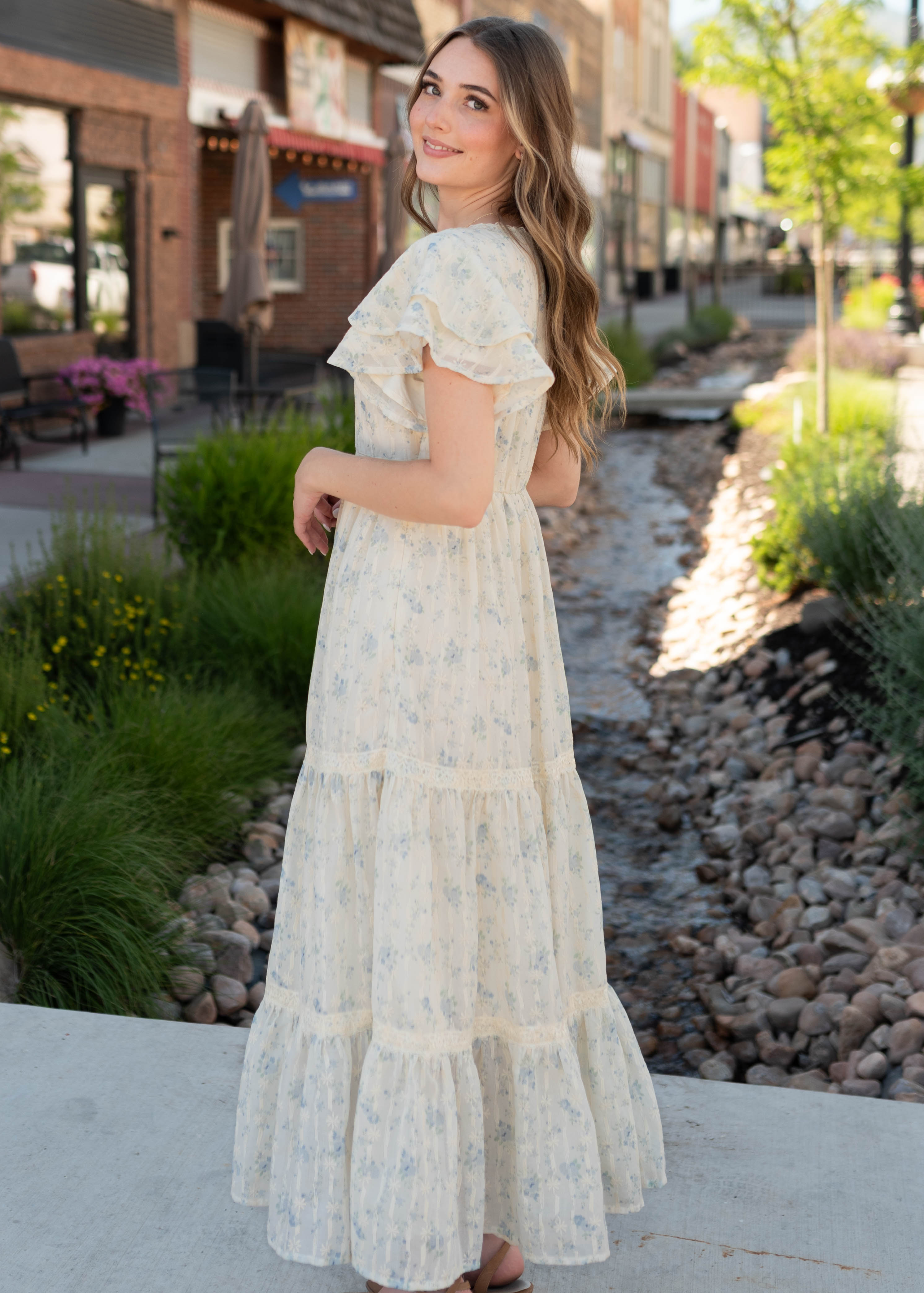 Lena & Lou Sarah Cream Floral Lace Dress