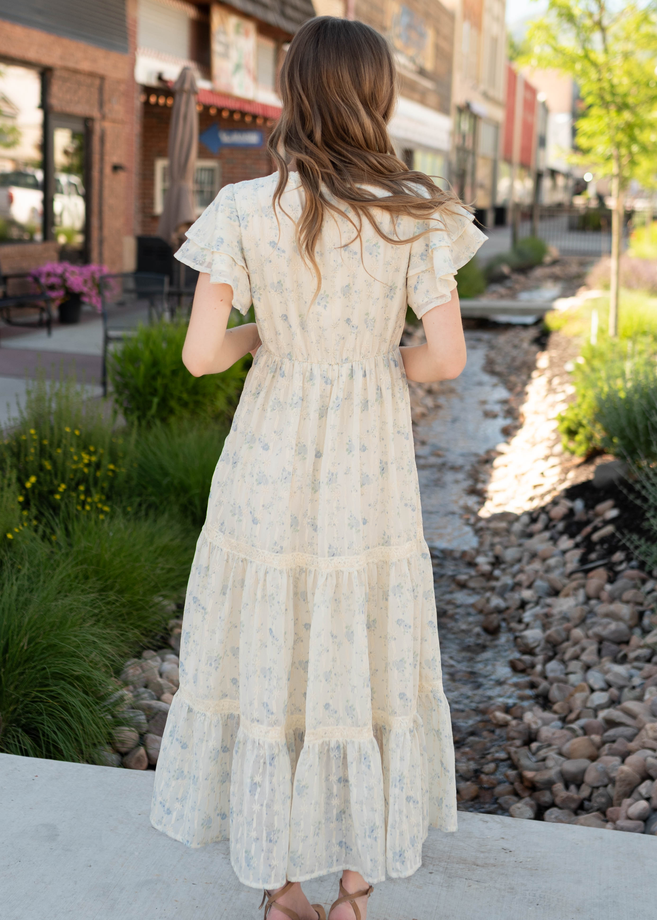 Lena & Lou Sarah Cream Floral Lace Dress
