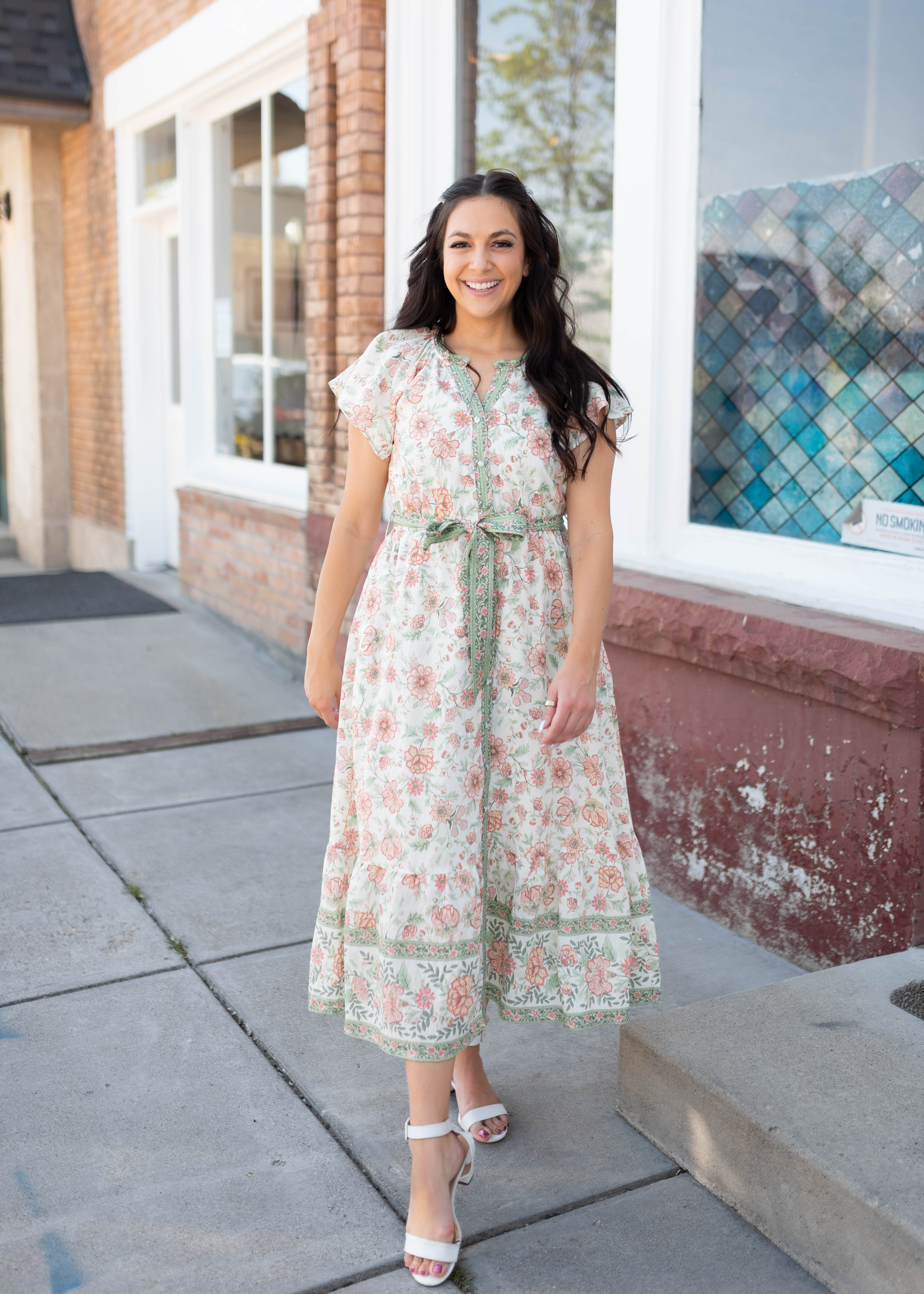 Sariah Green Floral Tie Dress