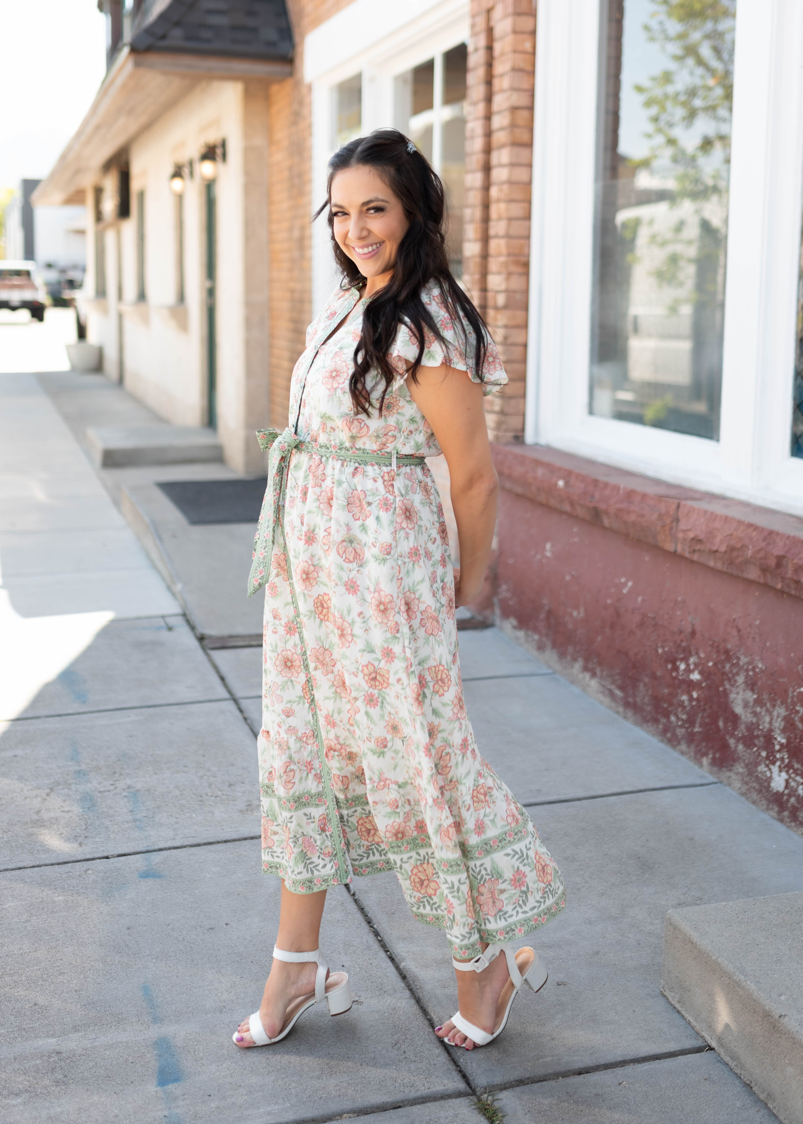 Sariah Green Floral Tie Dress