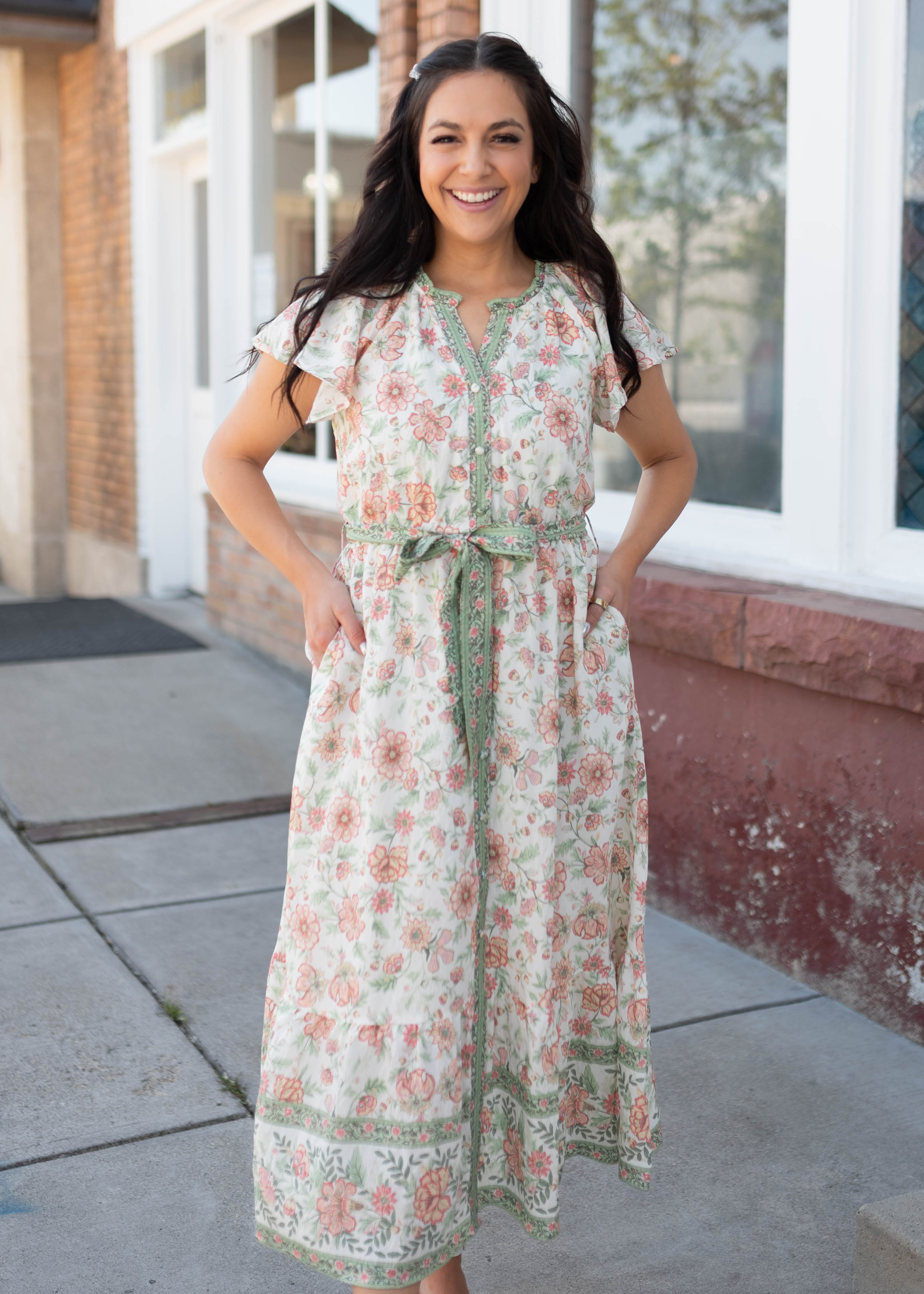 Sariah Green Floral Tie Dress
