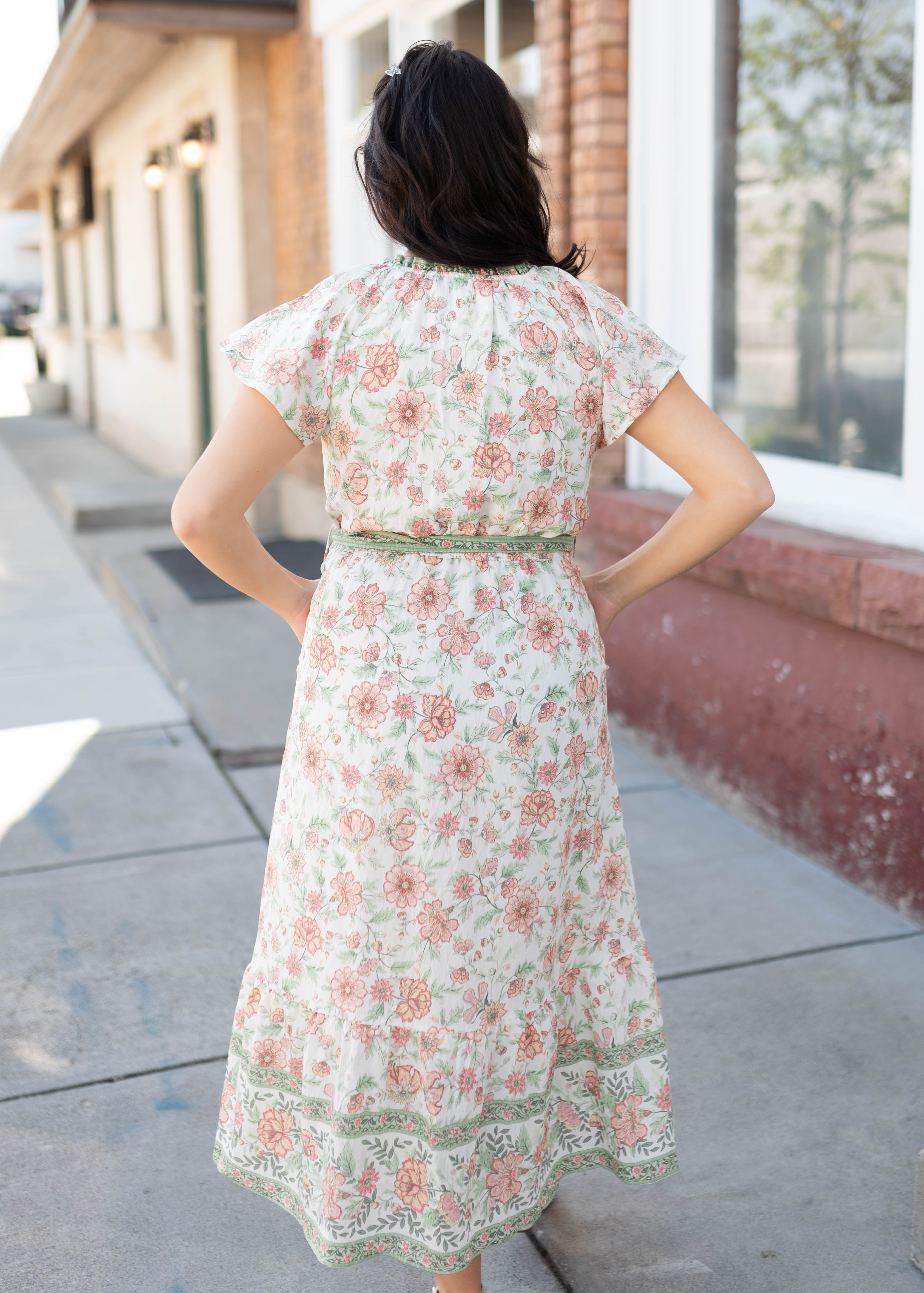 Sariah Green Floral Tie Dress