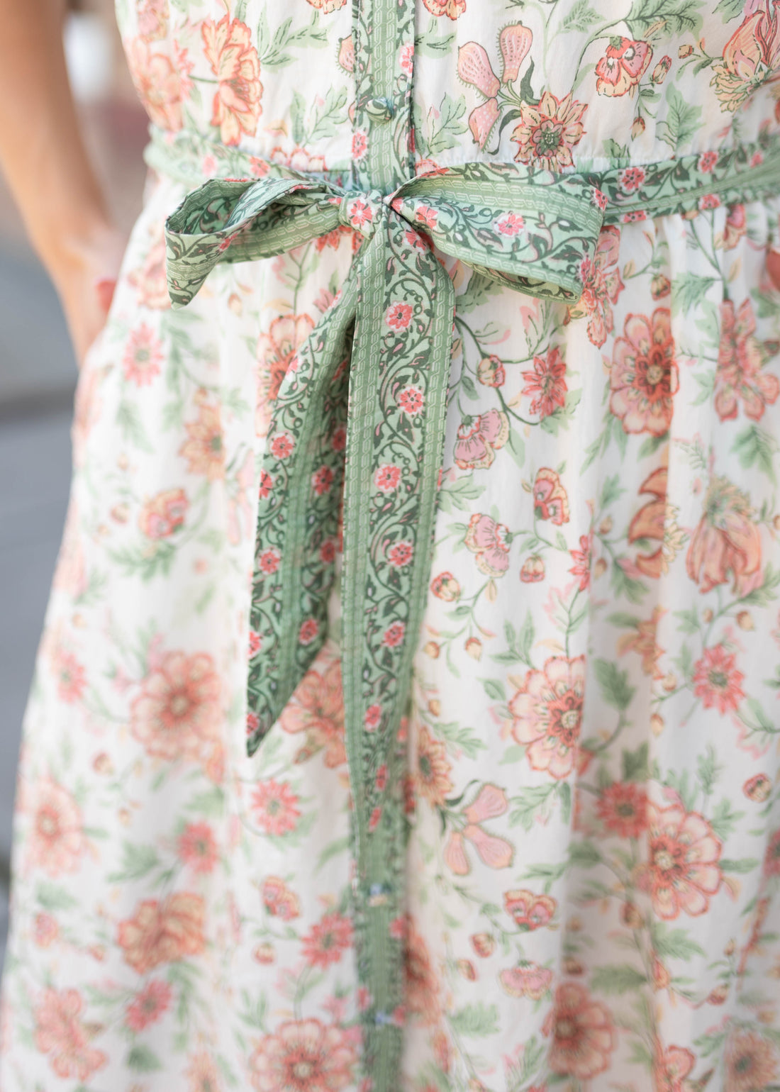 Sariah Green Floral Tie Dress