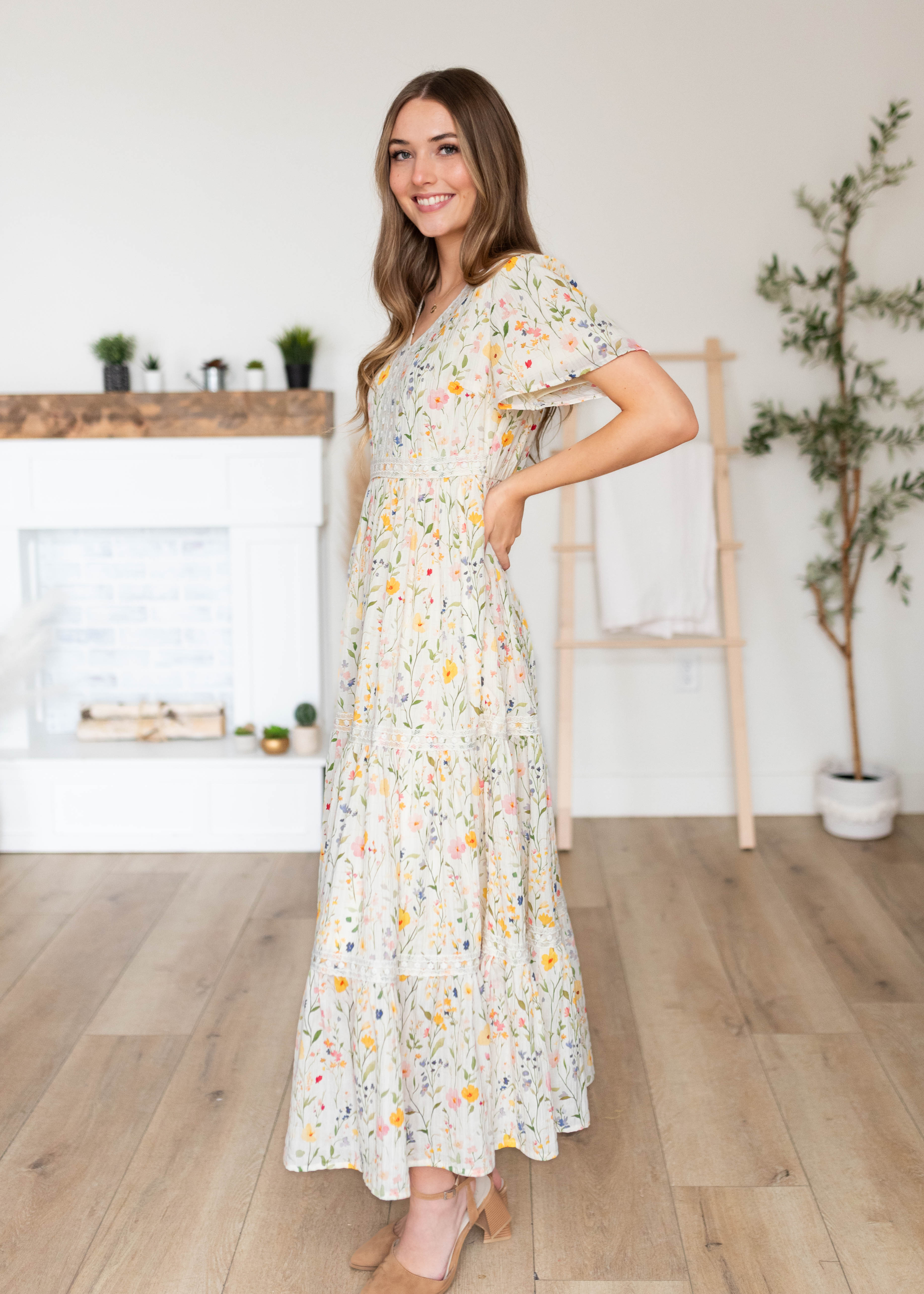 Sasha Ivory Multi Floral Dress