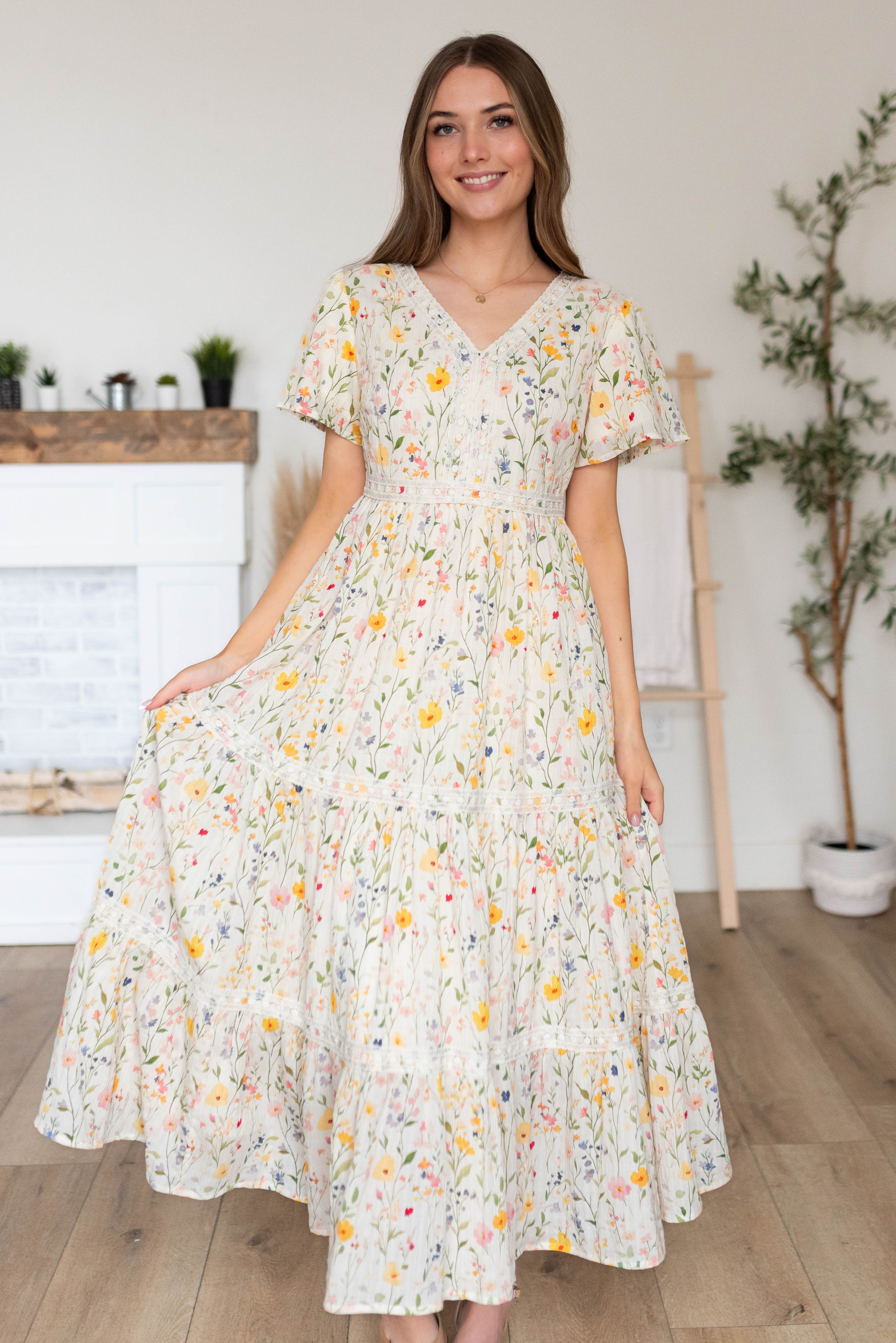 Sasha Ivory Multi Floral Dress